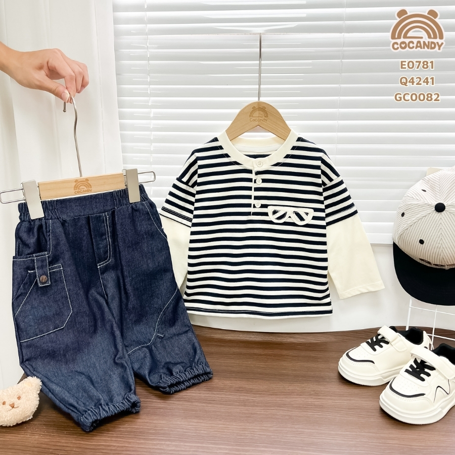 Áo dài kẻ XANH mắt kính