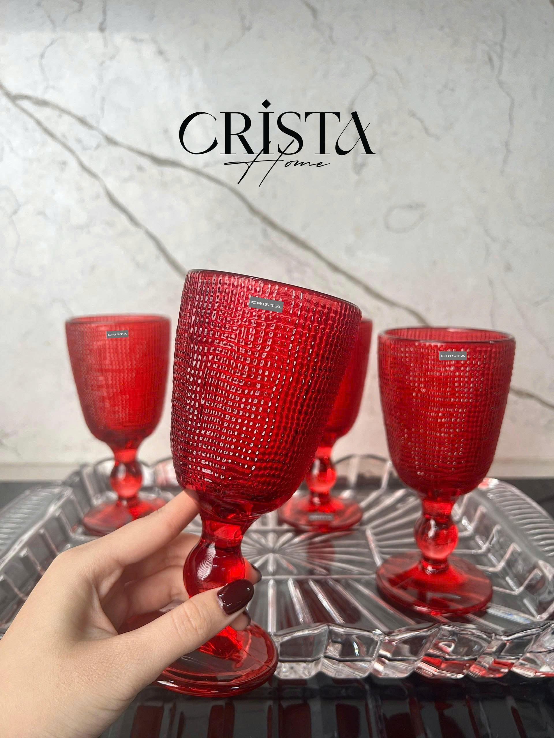 Bộ 6 ly thủy tinh CRISTA HOME vân lưới dập nổi 240 ml_thumbnail_13