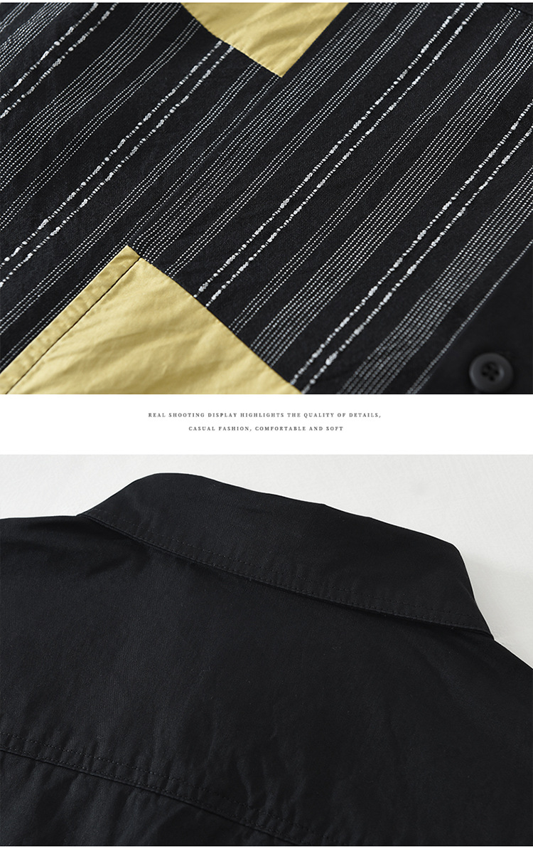 Áo Sơ Mi Dài Tay Chắp Vá Nhật Bản Nam – Phong Cách Retro Nghệ Thuật, Dáng Rộng Thời Trang_thumbnail_3