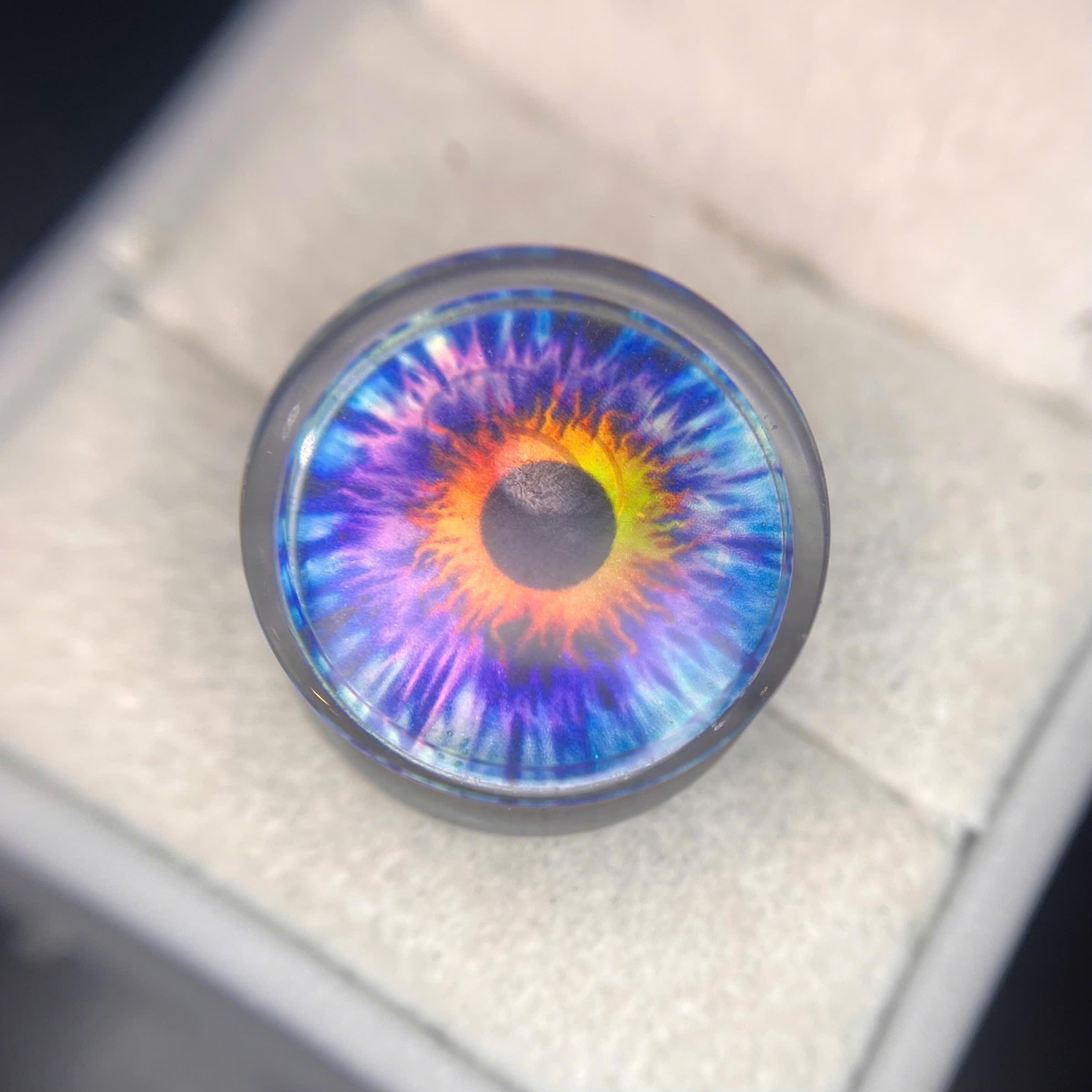 Khuyên nong mắt mèo cam xanh biển size 22.