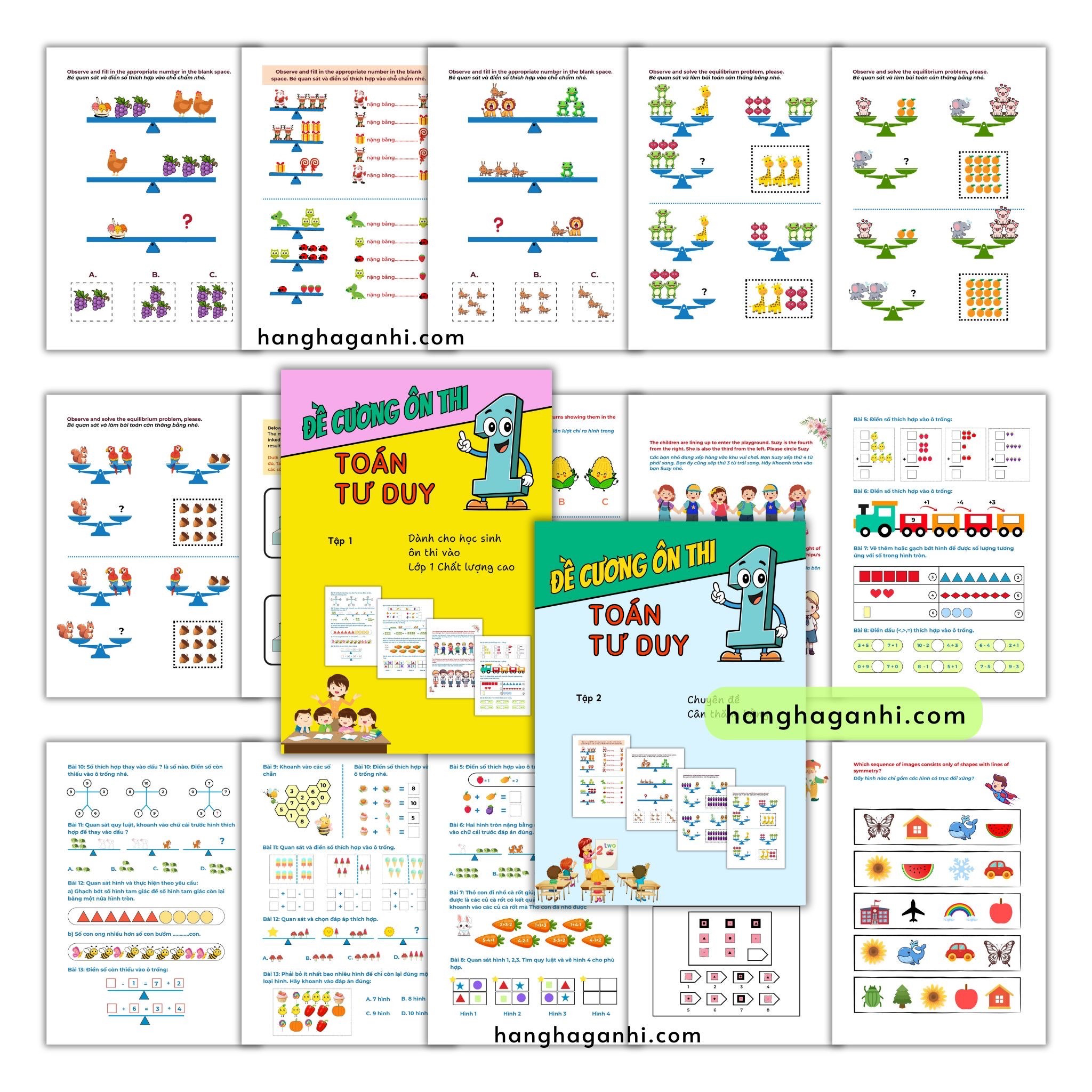 Đề cương ôn thi Toán tư duy lớp 1 chất lượng cao, bộ 2 cuốn