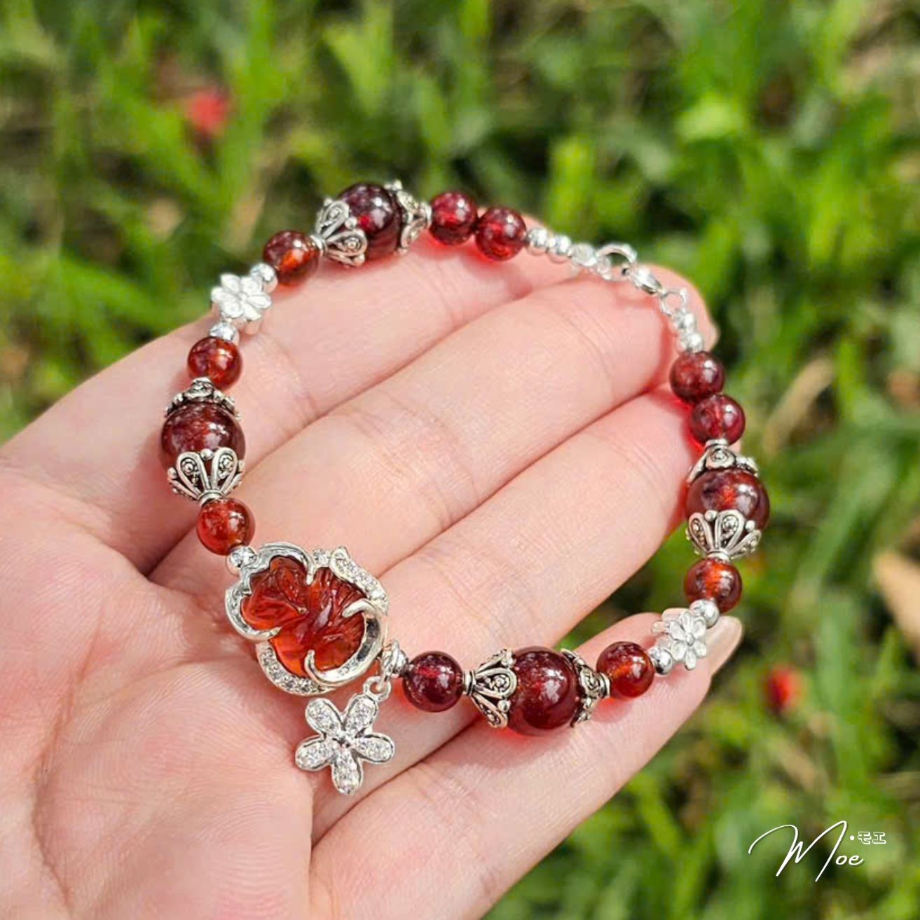 PT211 - Vòng tay thạch anh tóc đỏ hồ ly hoa mai may mắn