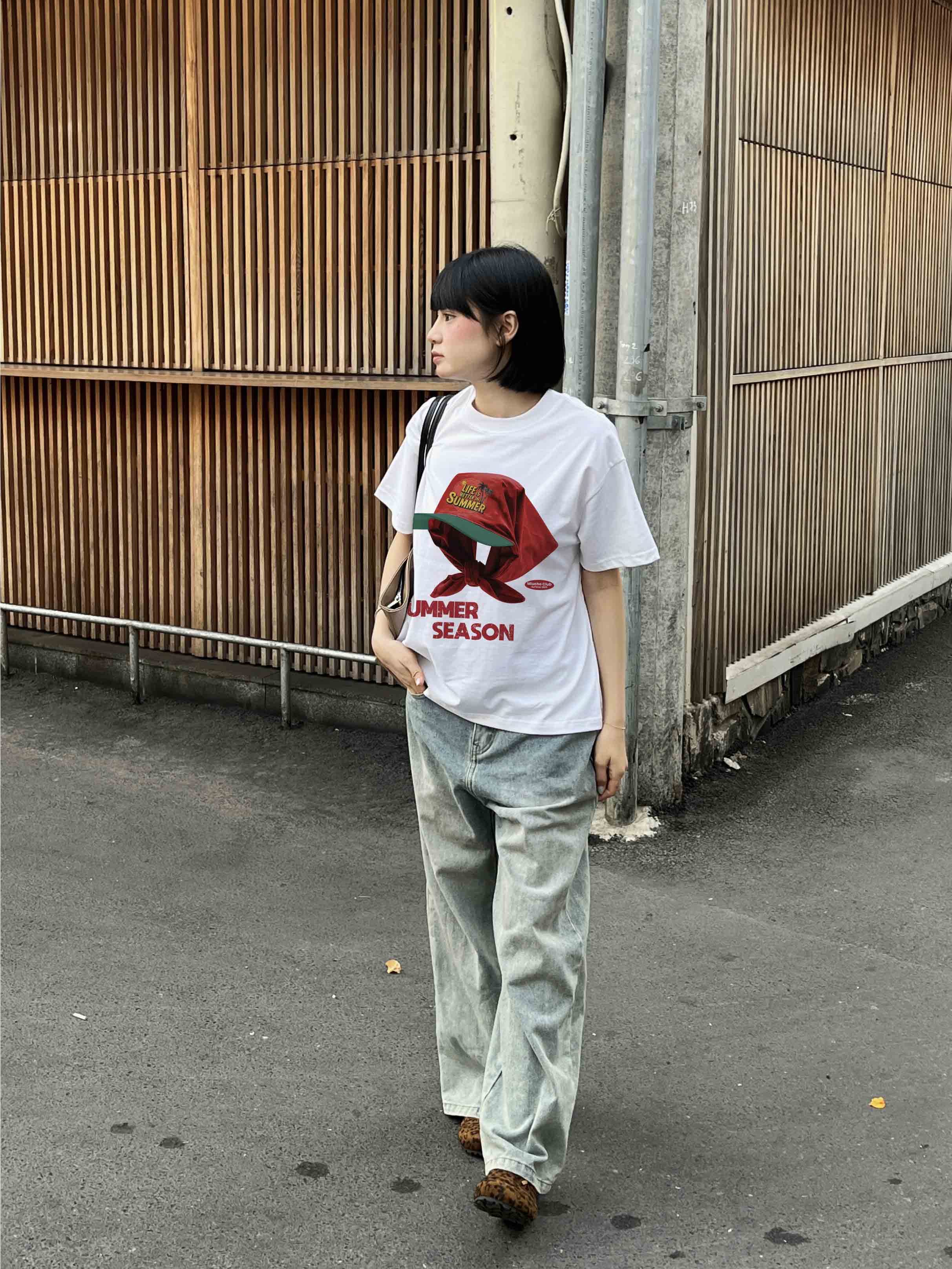 Áo thun boxy summer season 2123 Miucho cổ tròn vải cotton 2c 250gsm đứng form in mix_thumbnail_5