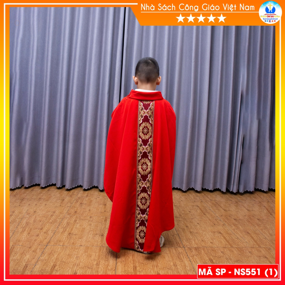 Bộ áo lễ linh mục nhí cho thiếu nhi (áo trong + áo ngoài) may theo yêu cầu - Cổ võ ơn gọi NS551_thumbnail_6