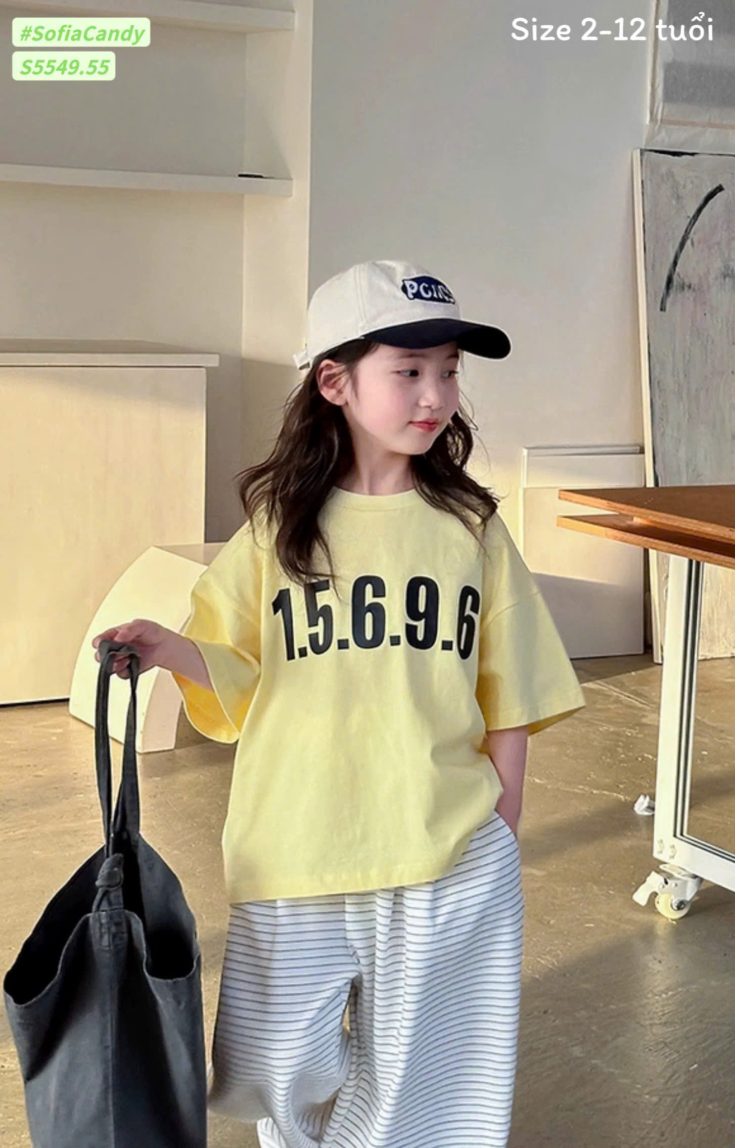 Set áo thun in số + quần sọc bé_thumbnail_4