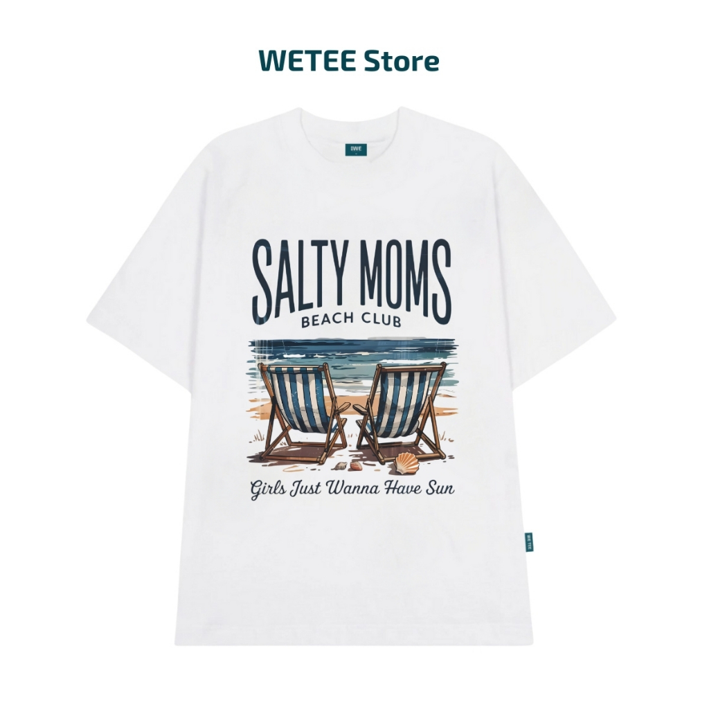 Áo thun unisex UX30-1178 chữ SALTY MOMS ghế trên biển  dáng oversized local brand WETEE_thumbnail_1