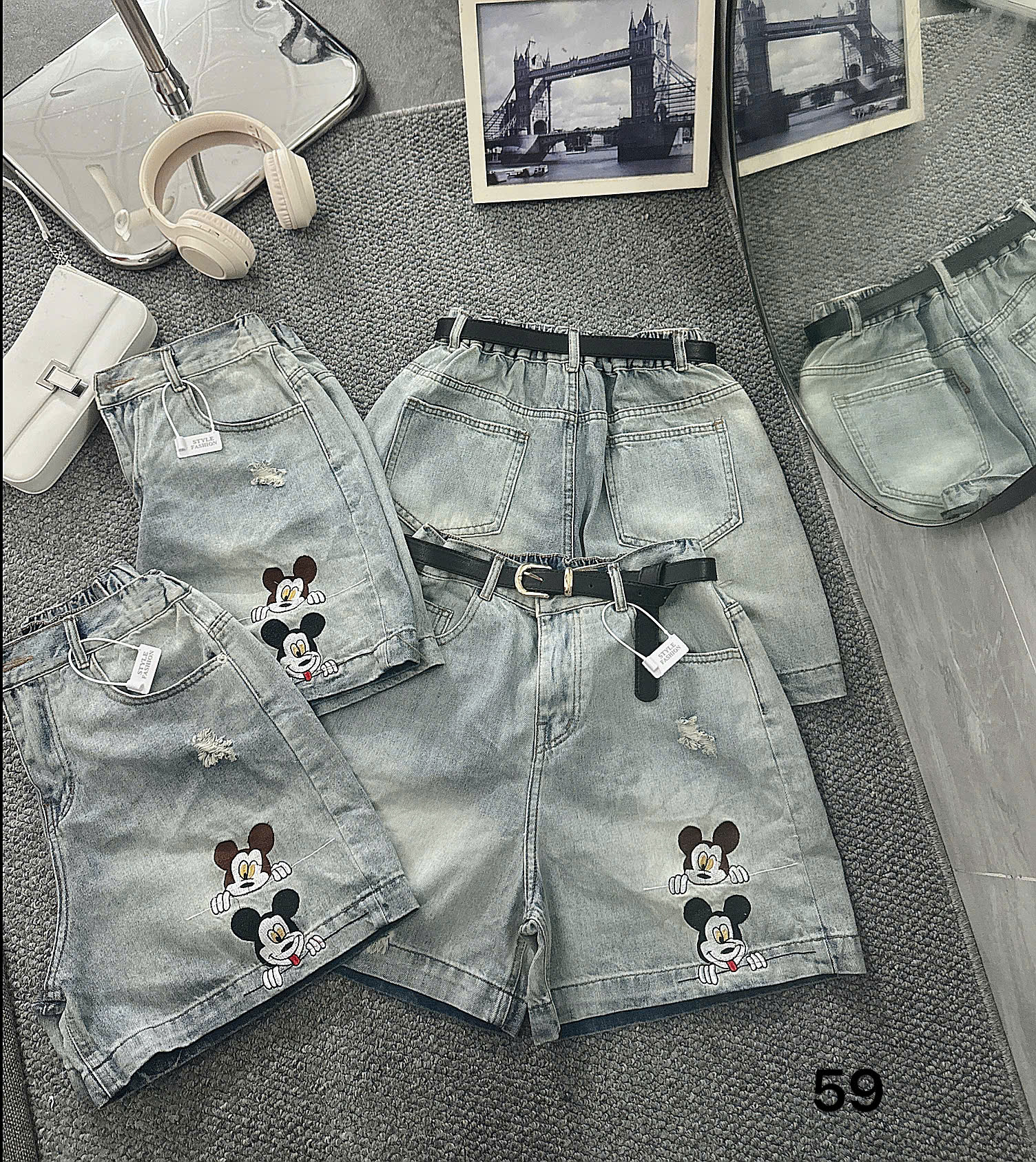 Quần short lửng lưng thun thêu chuột bigsize QSJ59 dành cho nàng từ 55-90kg_thumbnail_5