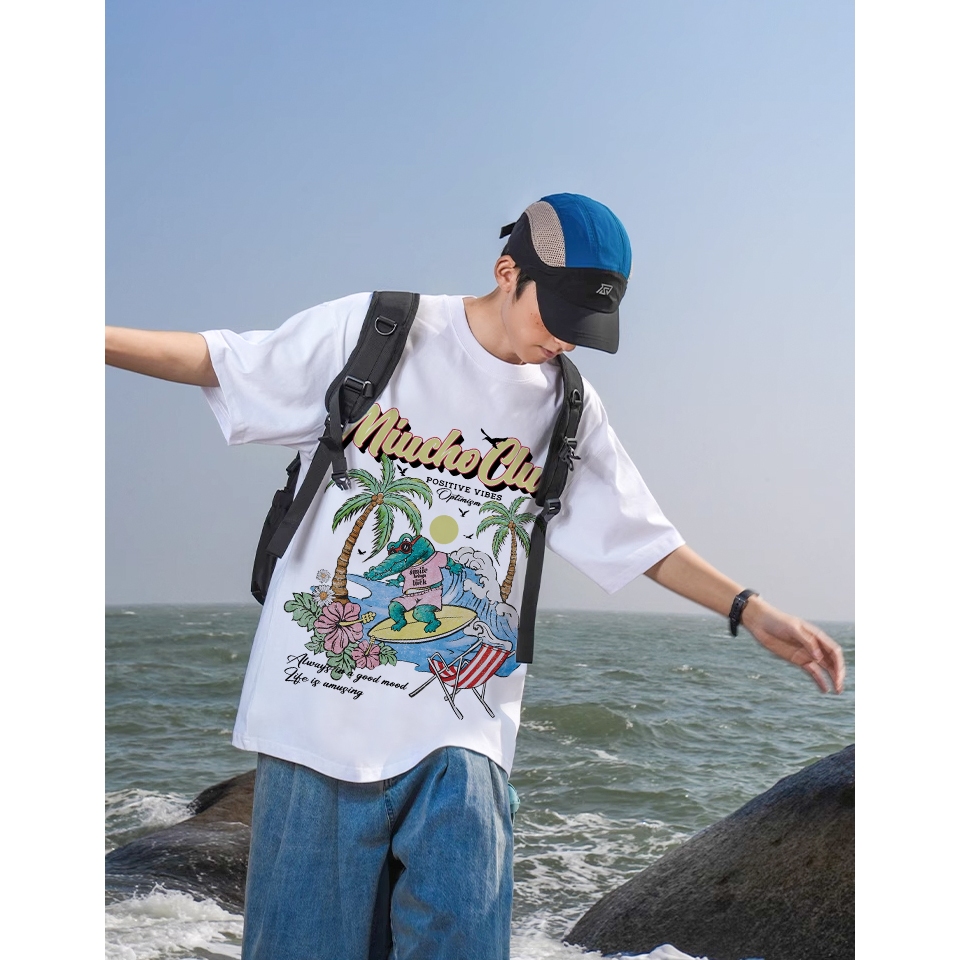 Áo thun nam form rộng ATD1150 Miucho Man áo phông tay ngắn cổ tròn in mix BST hè biển_thumbnail_6