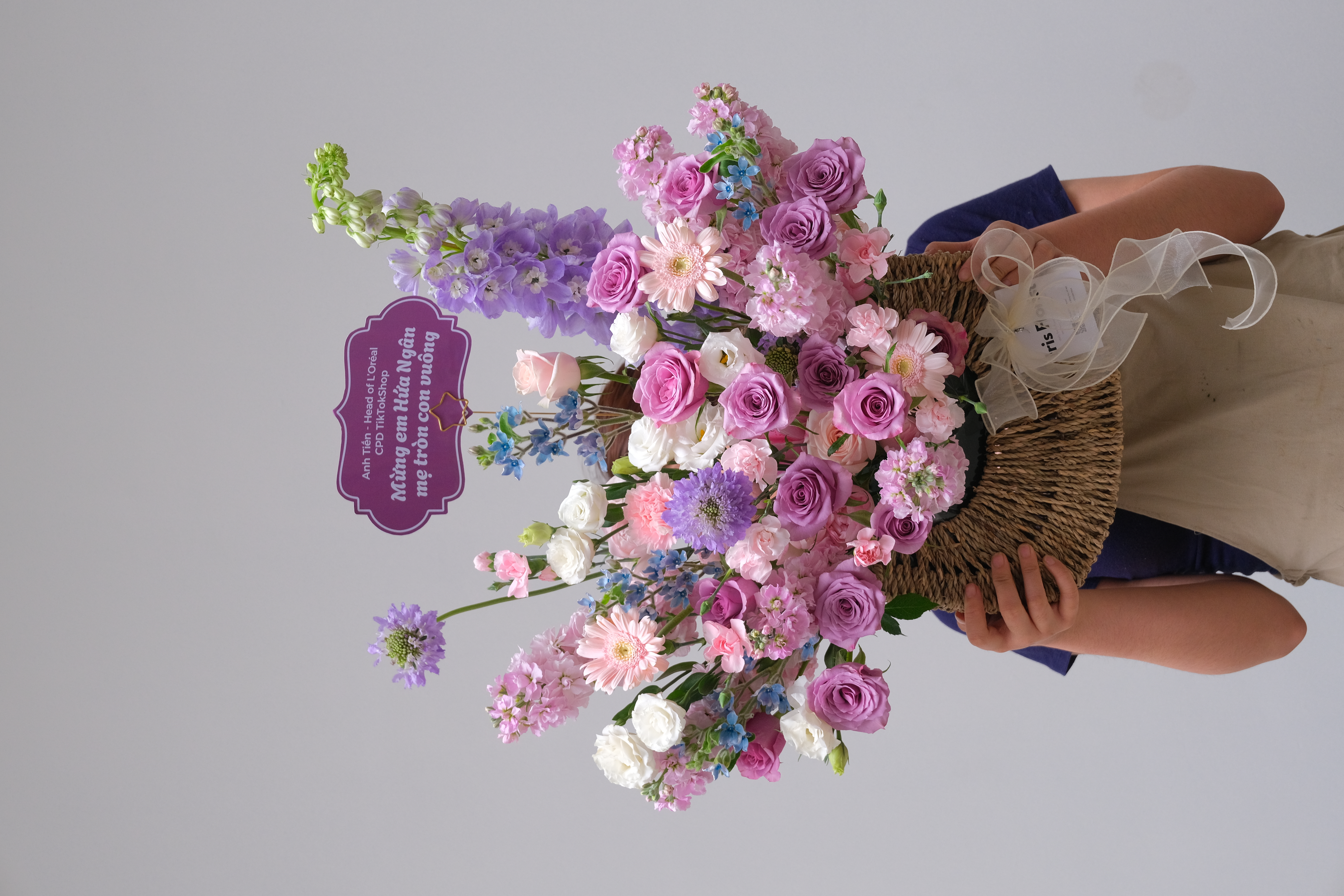 Giỏ mây bán nguyệt - Tone Tím - Size L