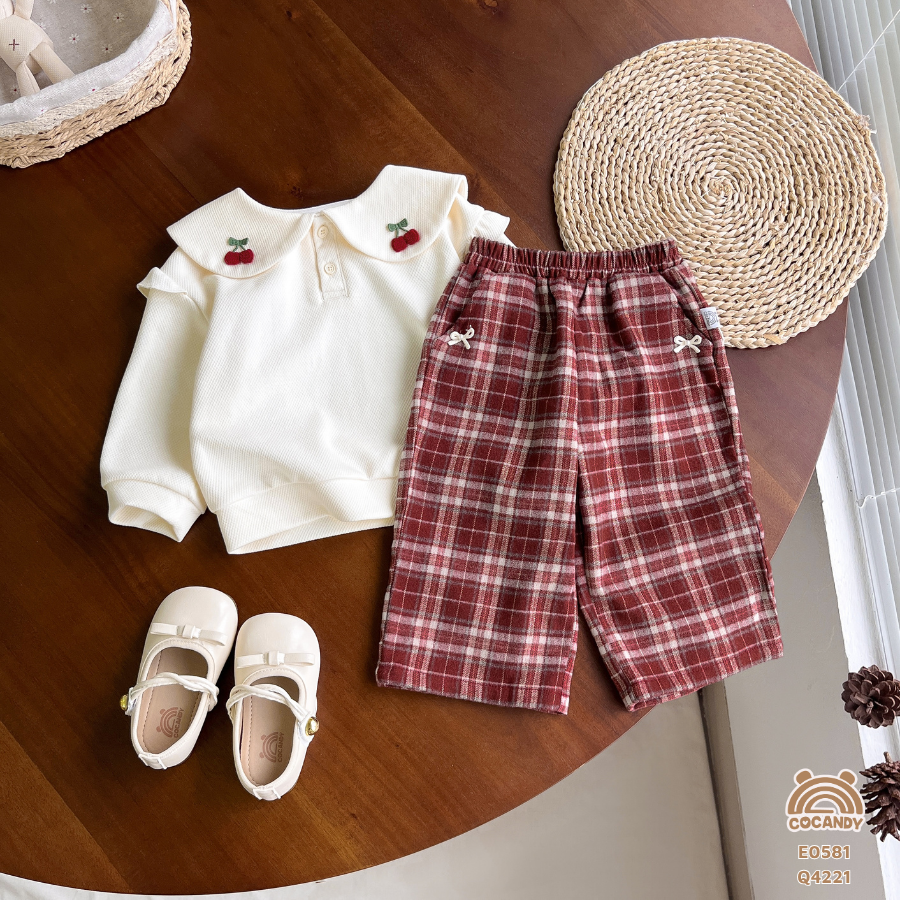 Quần dài suông kẻ ĐỎ BE 2 nơ_thumbnail_1