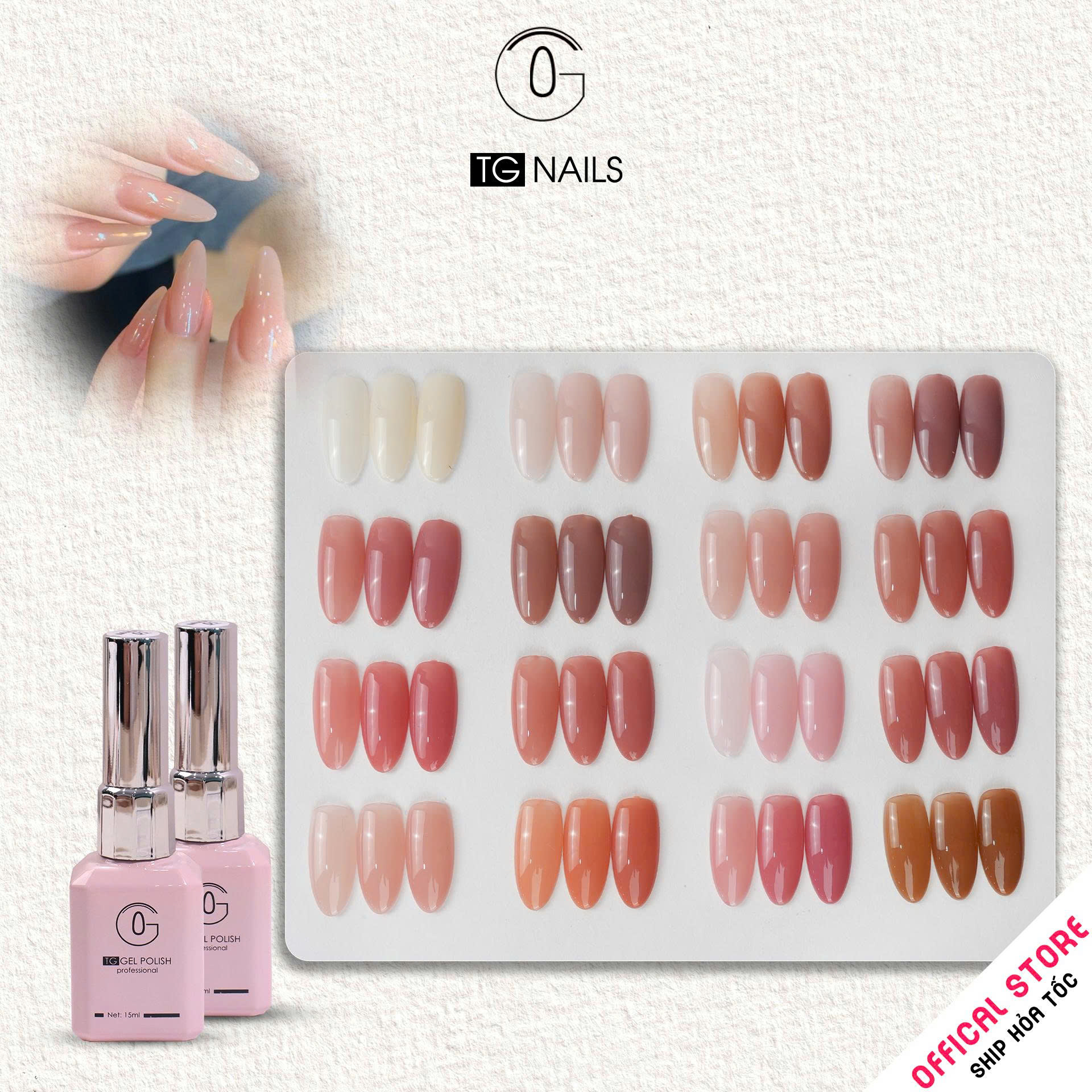 Sơn móng gel TG. Dung tích: 15ml/ lọ. Nhãn hàng TG nail.