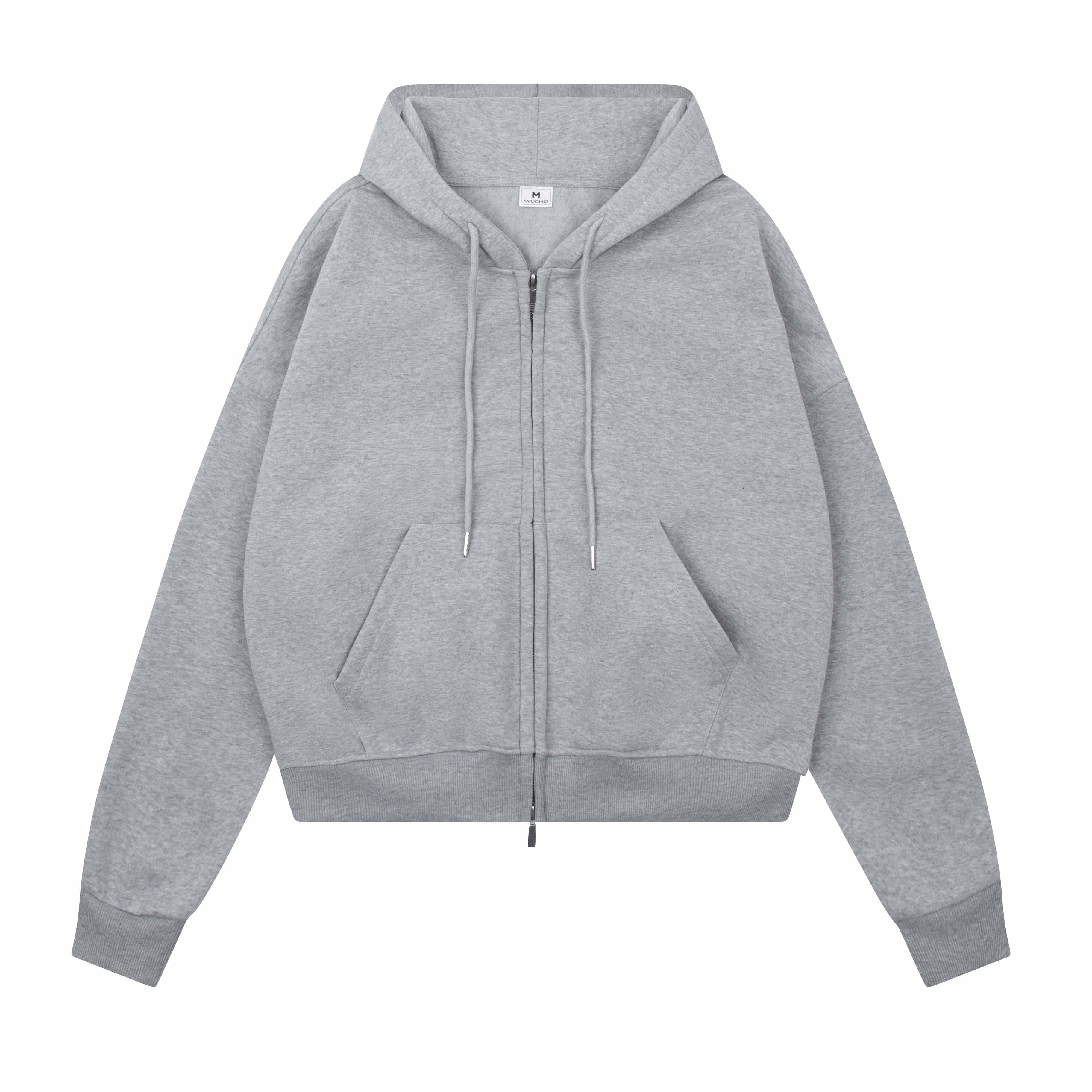 Áo hoodie zip unisex form boxy HXT01 Miucho vải nỉ bông dày dặn khóa kéo