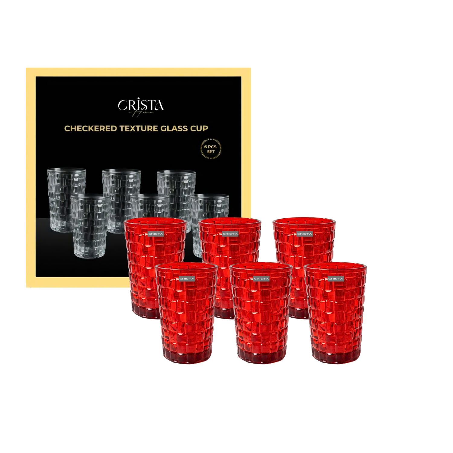 Bộ 6 cốc thủy tinh CRISTA HOME vân Caro to 350 ml_thumbnail_34