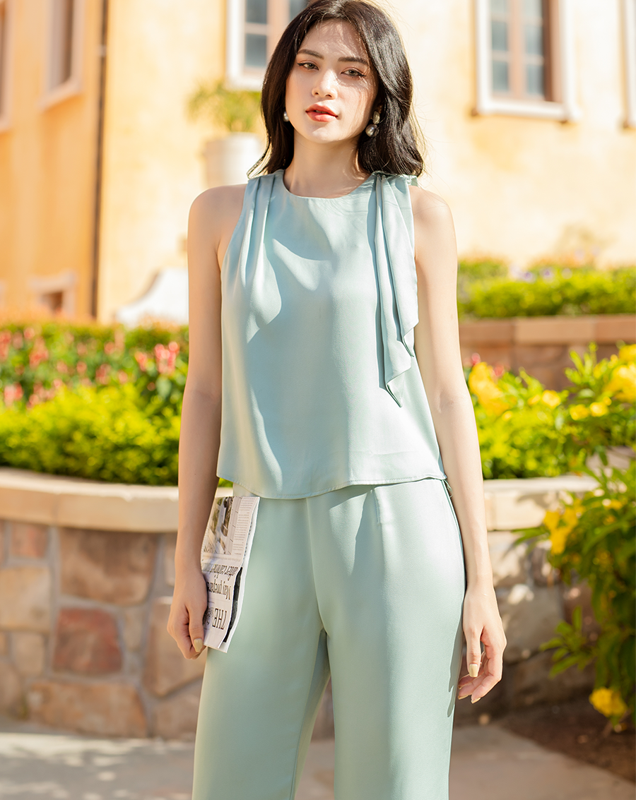 Set bộ đồ quần dài ống loe áo nơ_thumbnail_2