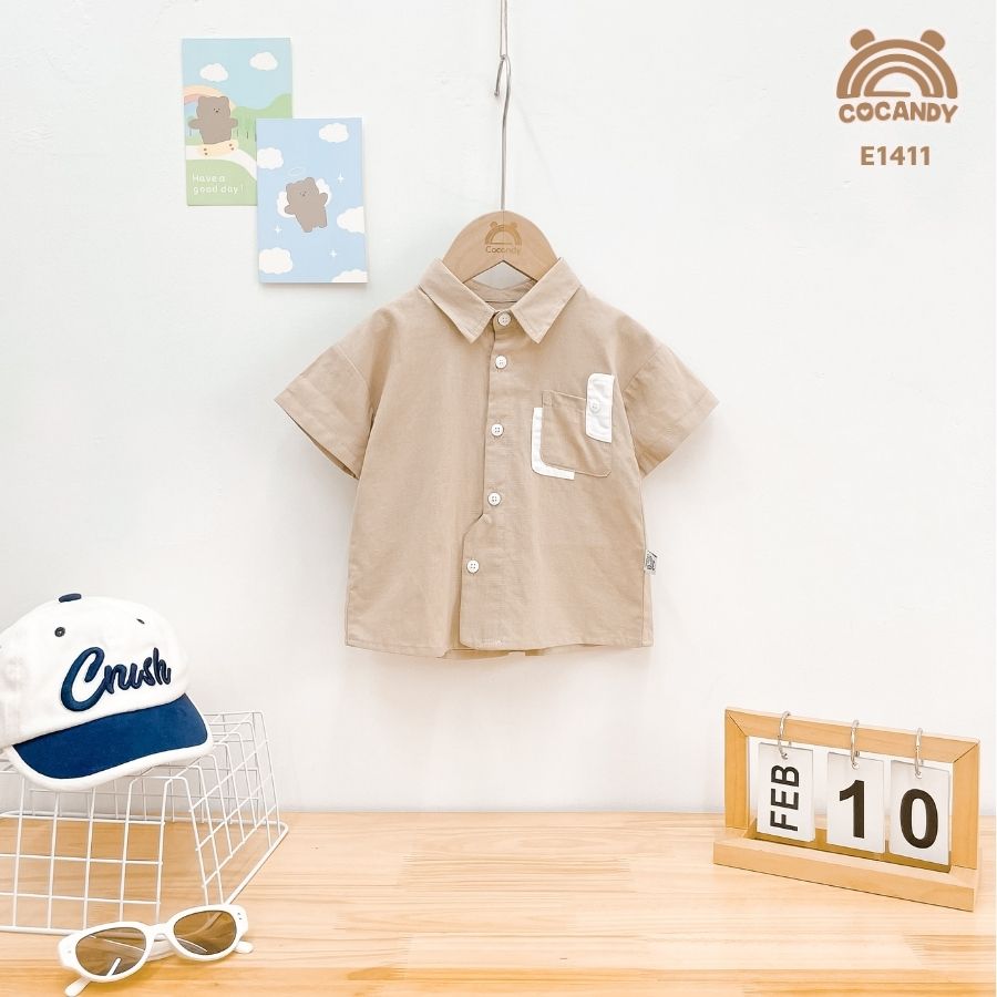 Áo cộc sơ mi NÂU phối túi kiểu phong cách_thumbnail_3