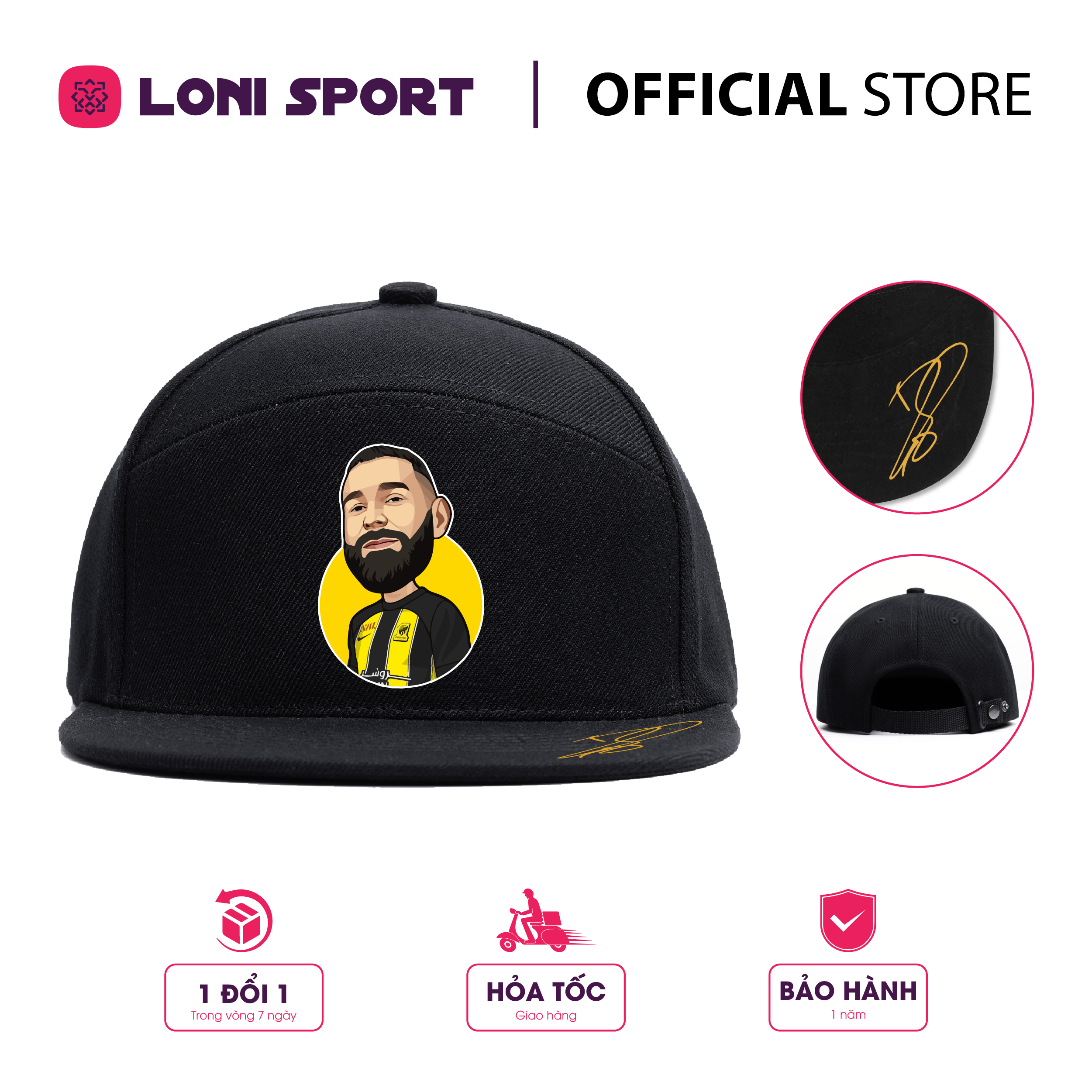 Nón Snapback khóa bấm kim loại - đen_thumbnail_6
