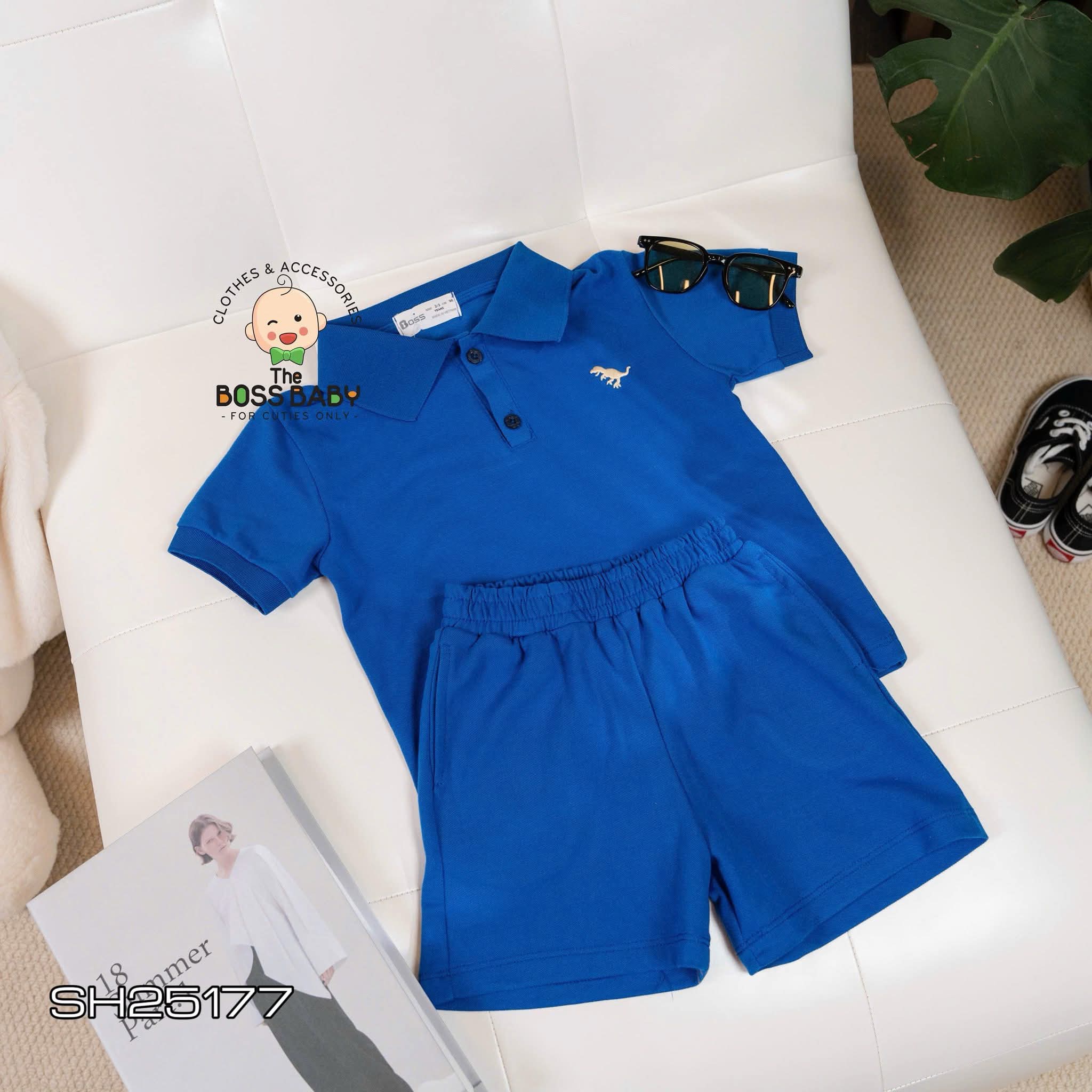 Set bộ polo cá sấu trơn xanh đậm
