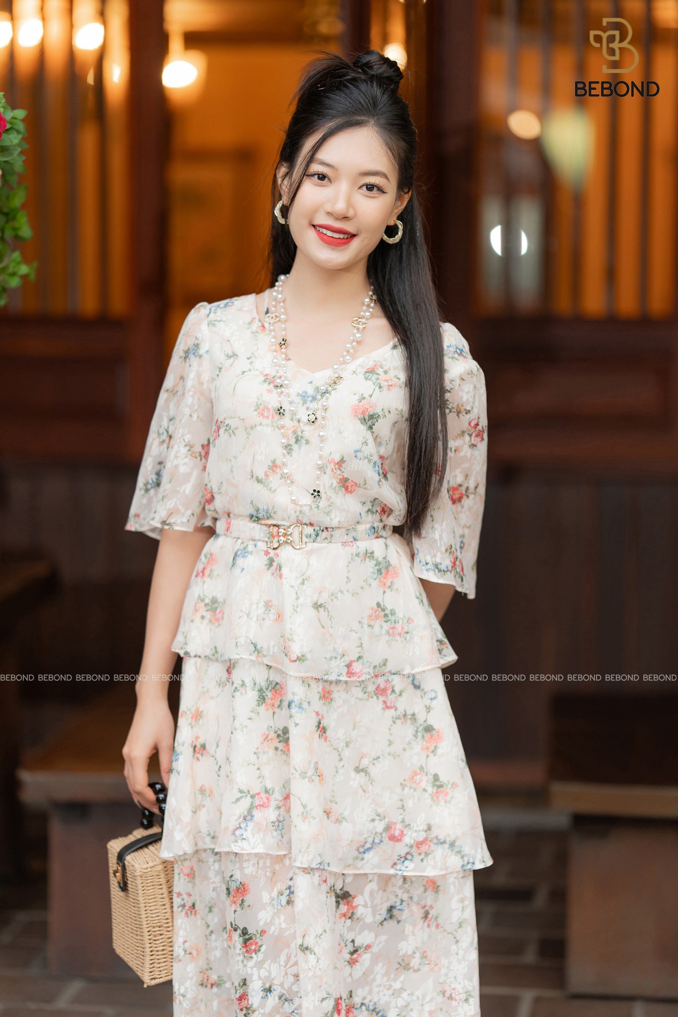 Đầm tơ tằm in hoa kèm đai- MARLEE DRESS_thumbnail_1