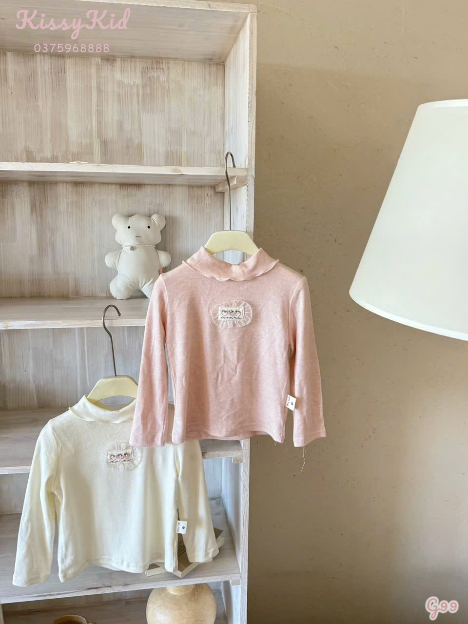 (G99) Áo giữ nhiệt cổ gập 2 màu kem/ hồng hoạ tiết thêu SHIGLUER_thumbnail_0