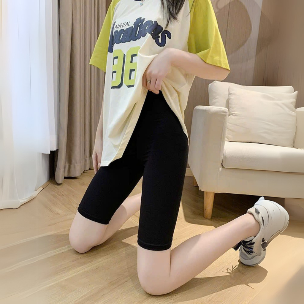 Quần Legging Nữ dáng lửng màu đen - Quần biker chất umi co giãn 4 chiều Loza LQ035224_thumbnail_7
