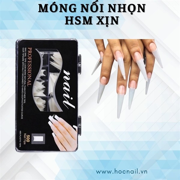 Móng nối tips - form nhọn dài - màu trắng đục - loại xịn trơn (hộp)
