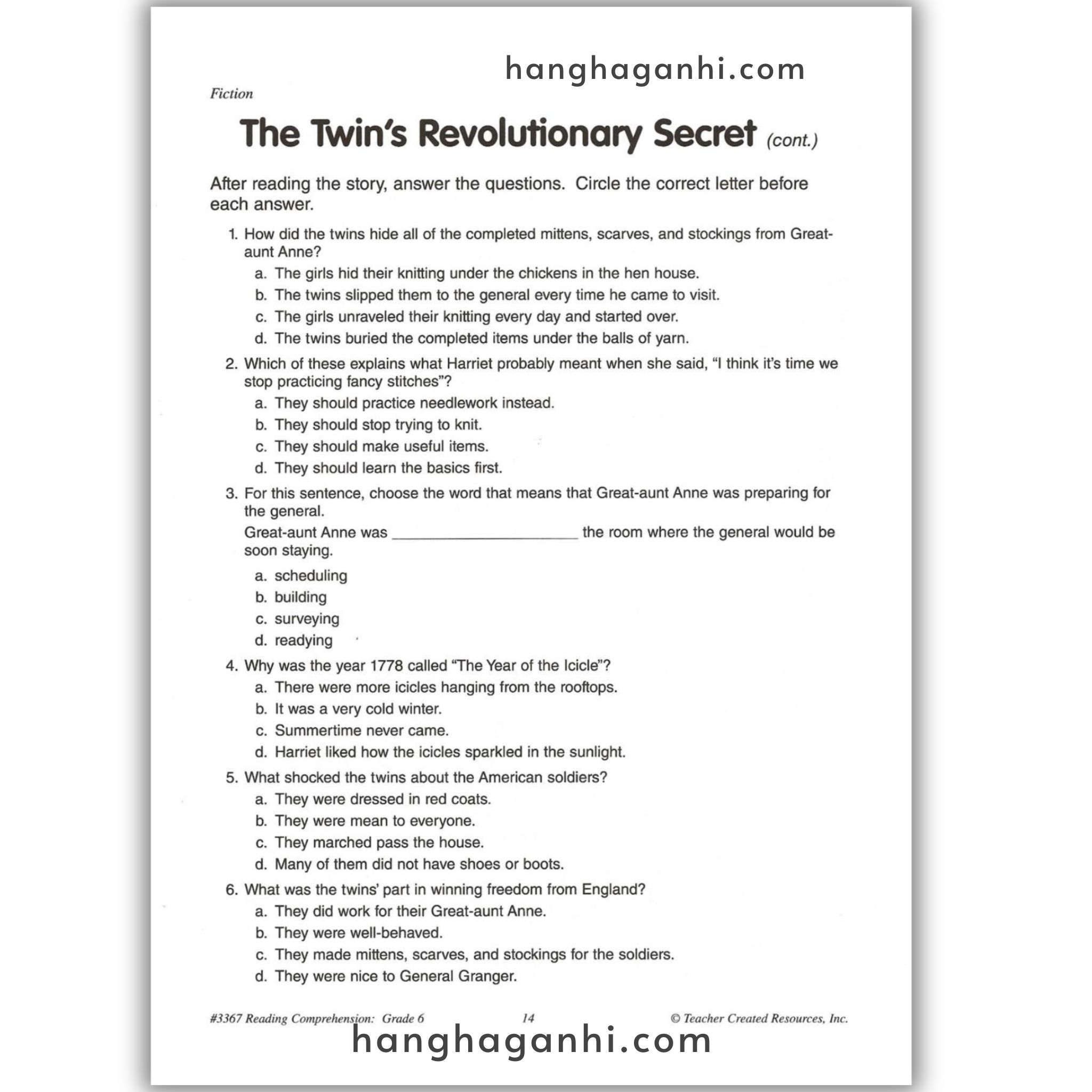 Reading Comprehension Grade 6 Teacher Created Resources, sách đọc hiểu lớp 6_thumbnail_8