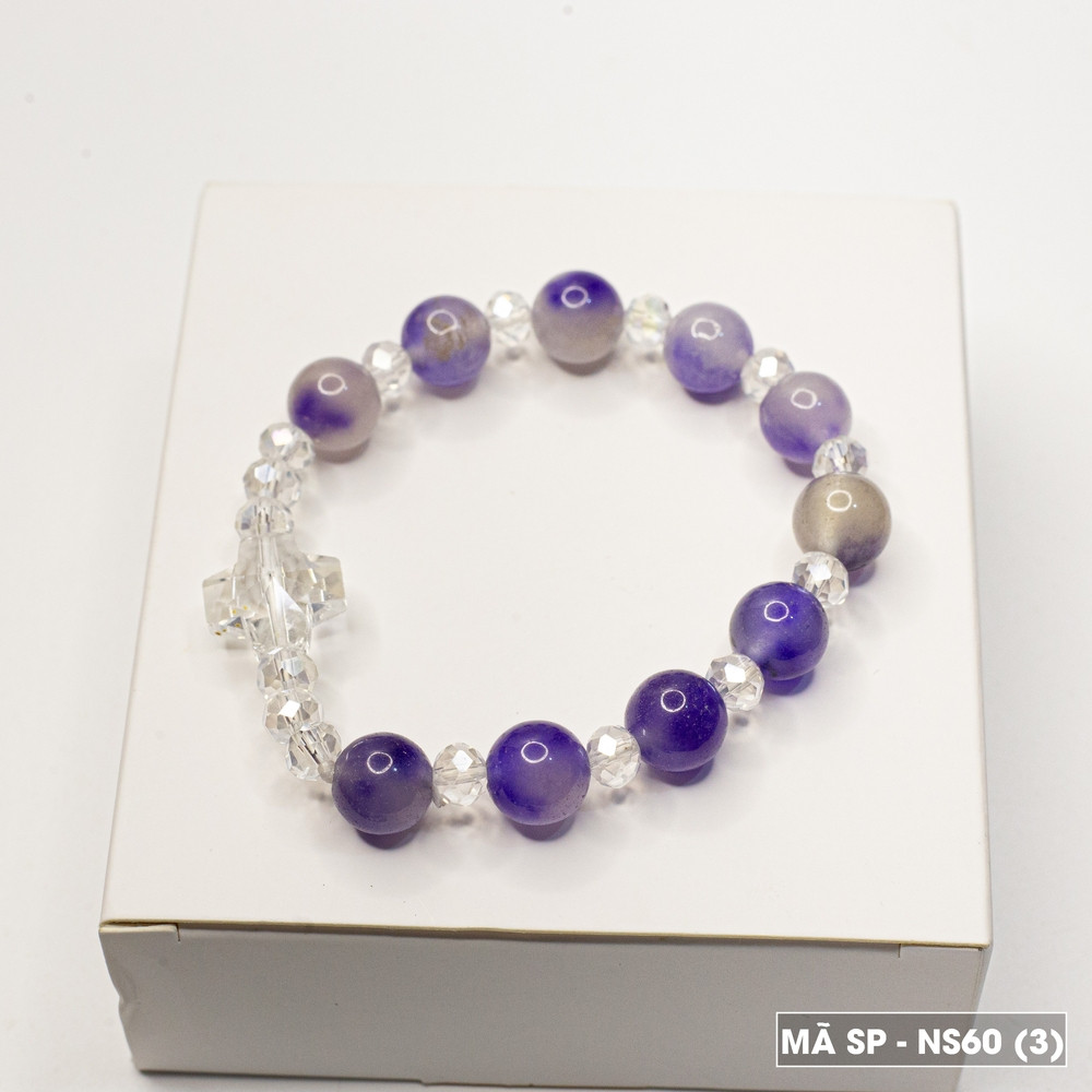 Vòng Mân Côi - Tràng hạt đeo tay đá màu 10ly NS60-2 Quà tặng Công Giáo, GIÁNG SINH, Lễ quan thầy, sinh nhật