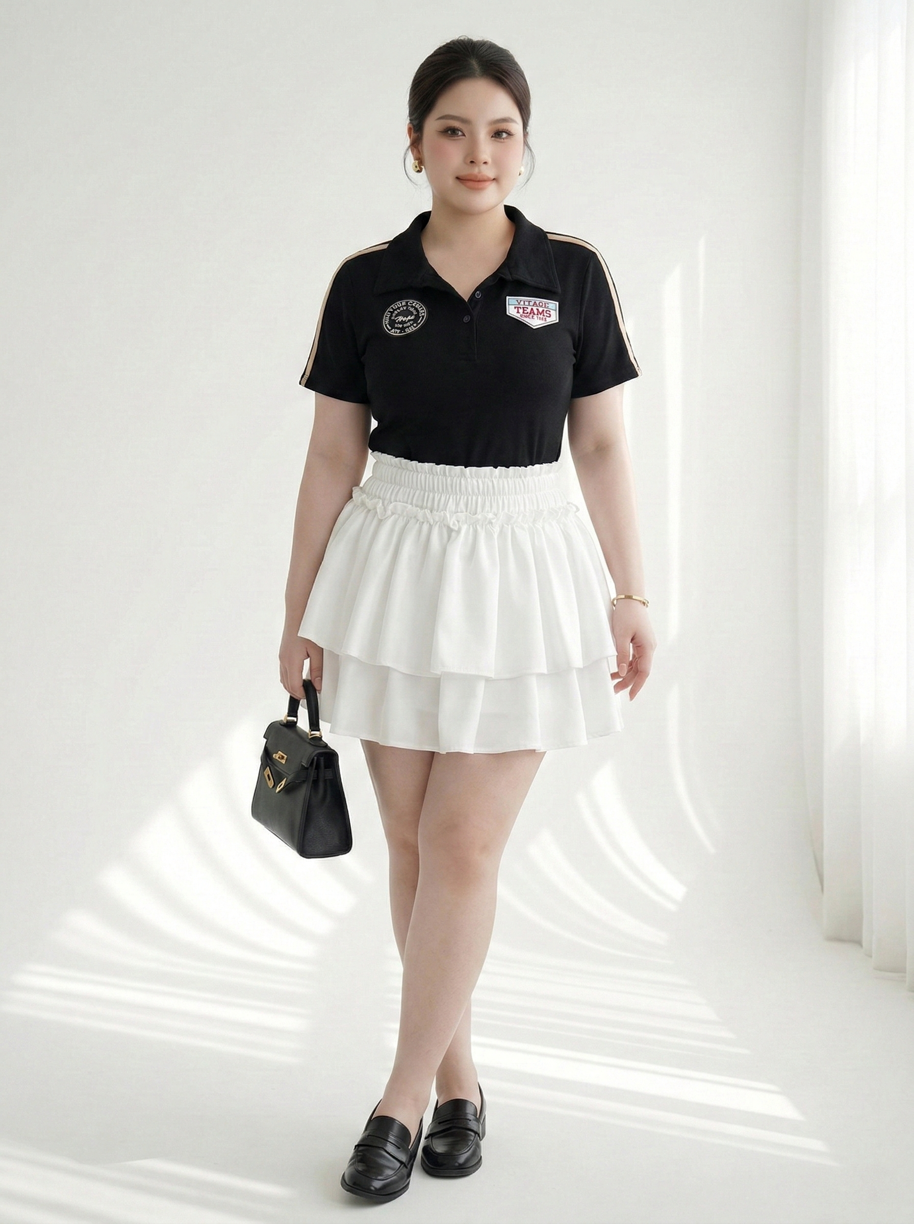 BIGSIZE - Áo thun cổ polo phối viền T-AT9101