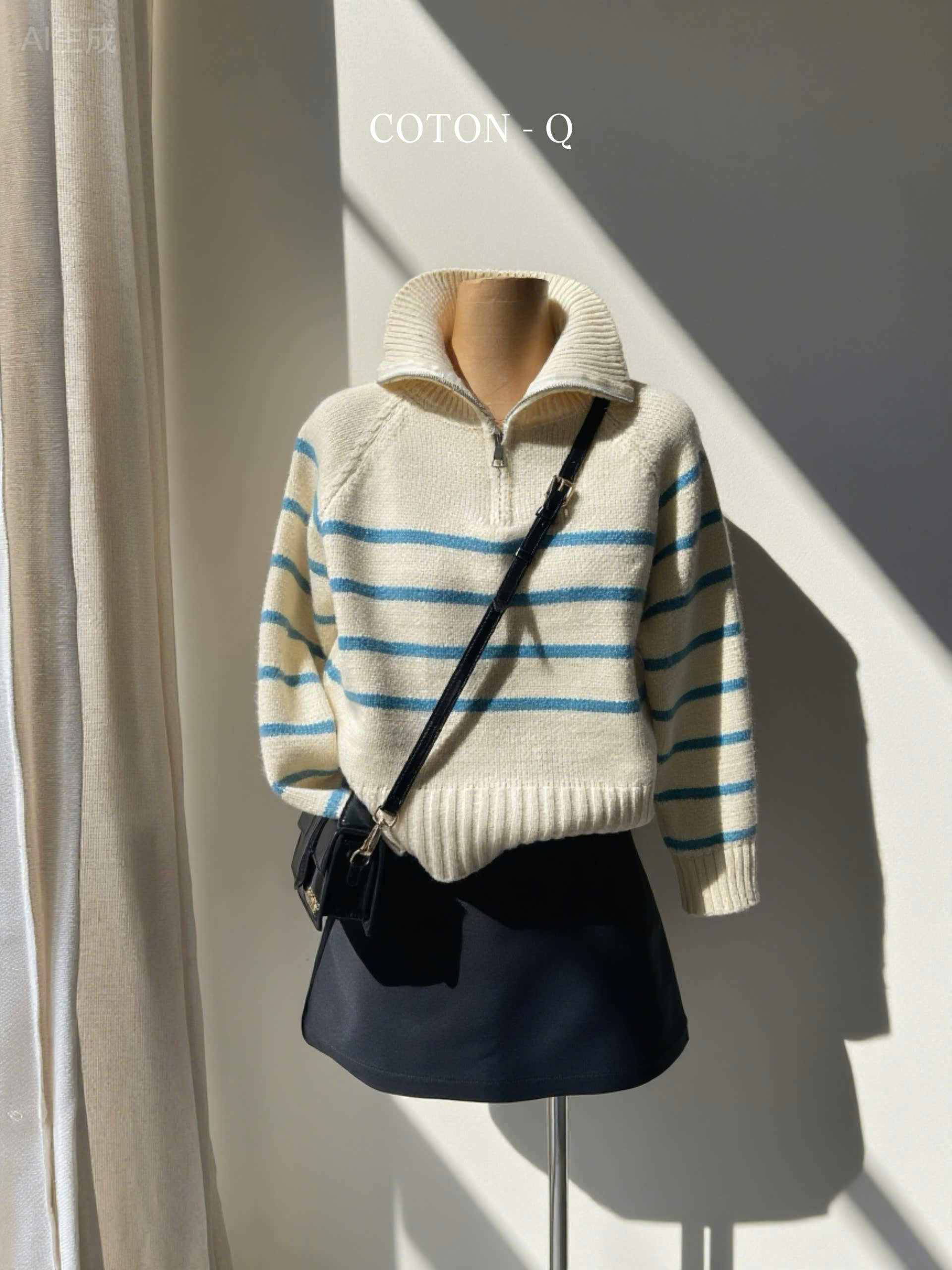 Chân váy ngắn Coton Q có quần trong ( ĐEN )_thumbnail_8