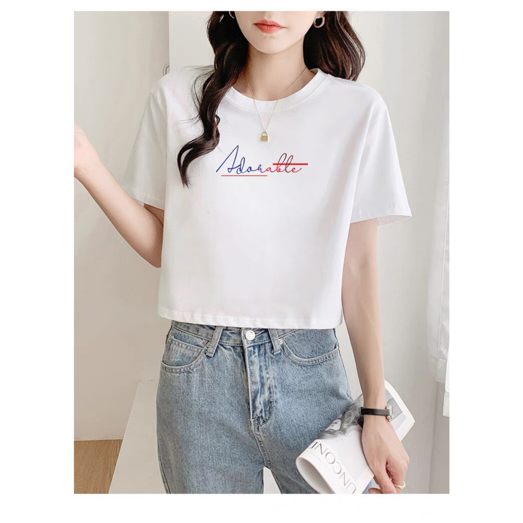 [Form Rộng] Áo croptop nữ form rộng in chữ Adoralele - Áo thun nữ dáng ngắn Loza GT6498_thumbnail_1