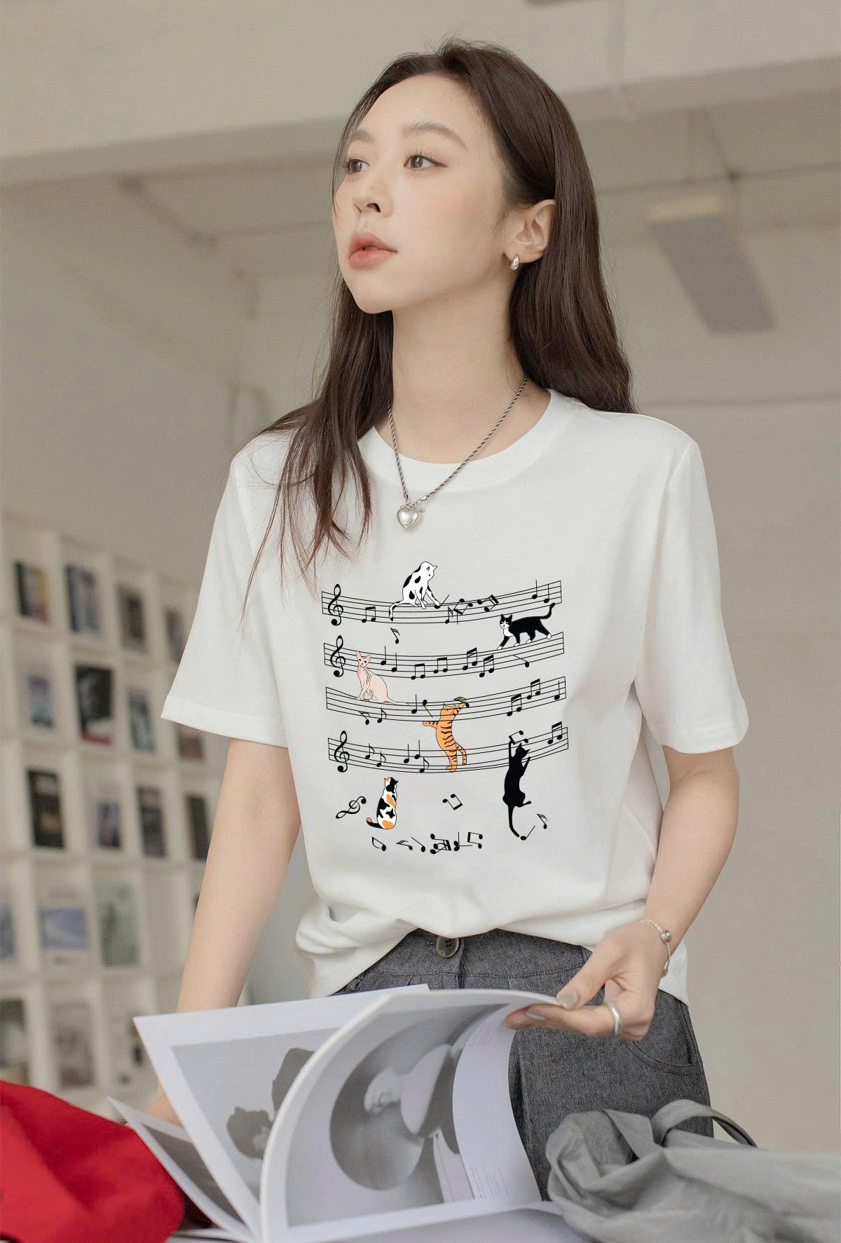 Áo thun nữ form vừa regular xinh xắn ARD2341 Miucho vải cotton thoáng mát cổ tròn in artwork_thumbnail_5