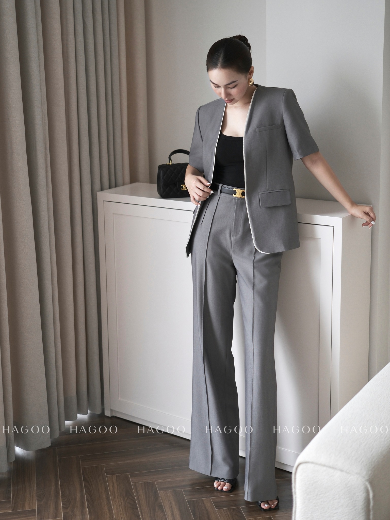 Set áo vest cộc tay và quần suông HAGOO_thumbnail_8