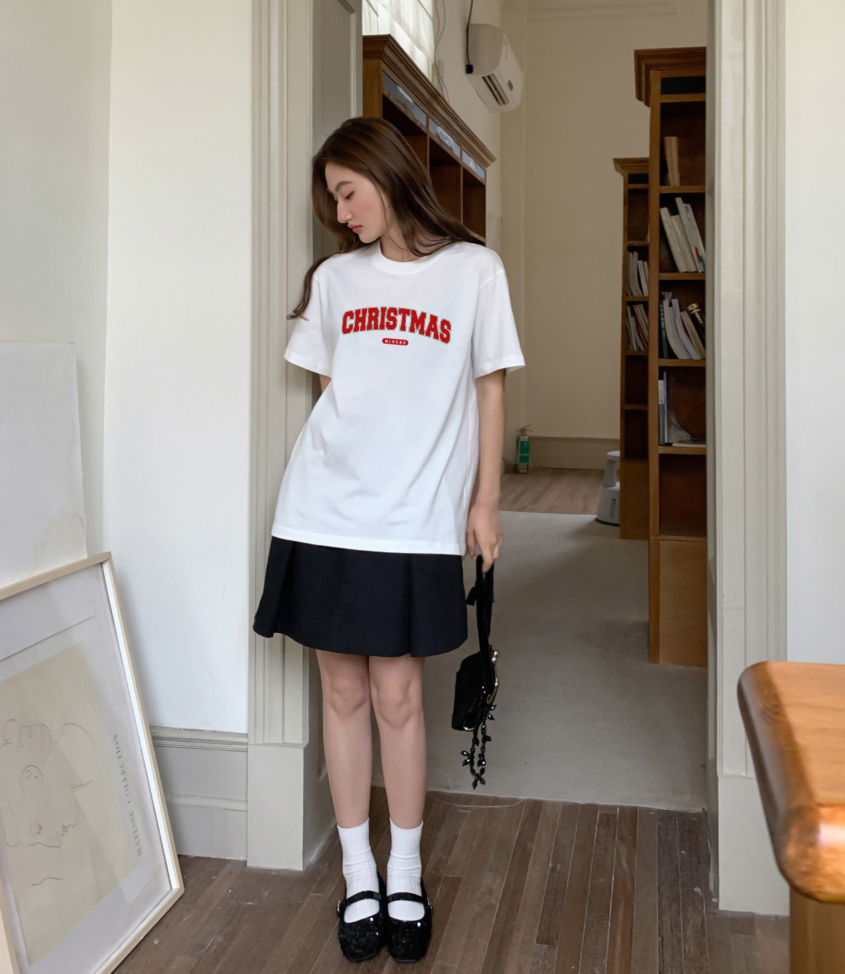 Áo thun nữ giáng sinh noel form vừa regular vải cotton 4c thoáng mát 1761 Miucho Chic Chic in typography_thumbnail_6