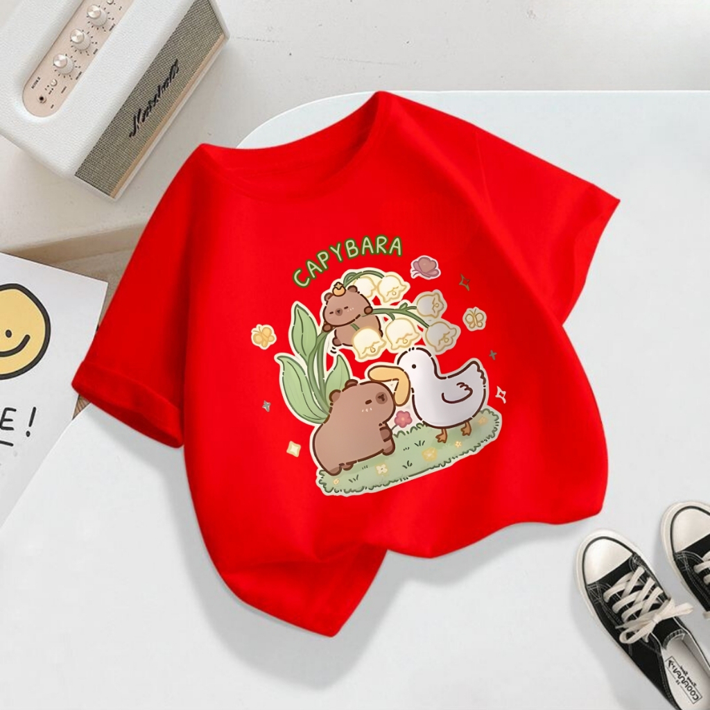 Áo thun bé gái in hình Capybara - Loza Kids AT2800