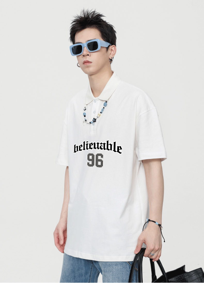 Áo polo nam form rộng đẹp PLD177 Miucho Man tay lỡ vải cotton mềm mại cho nam Typography_thumbnail_4