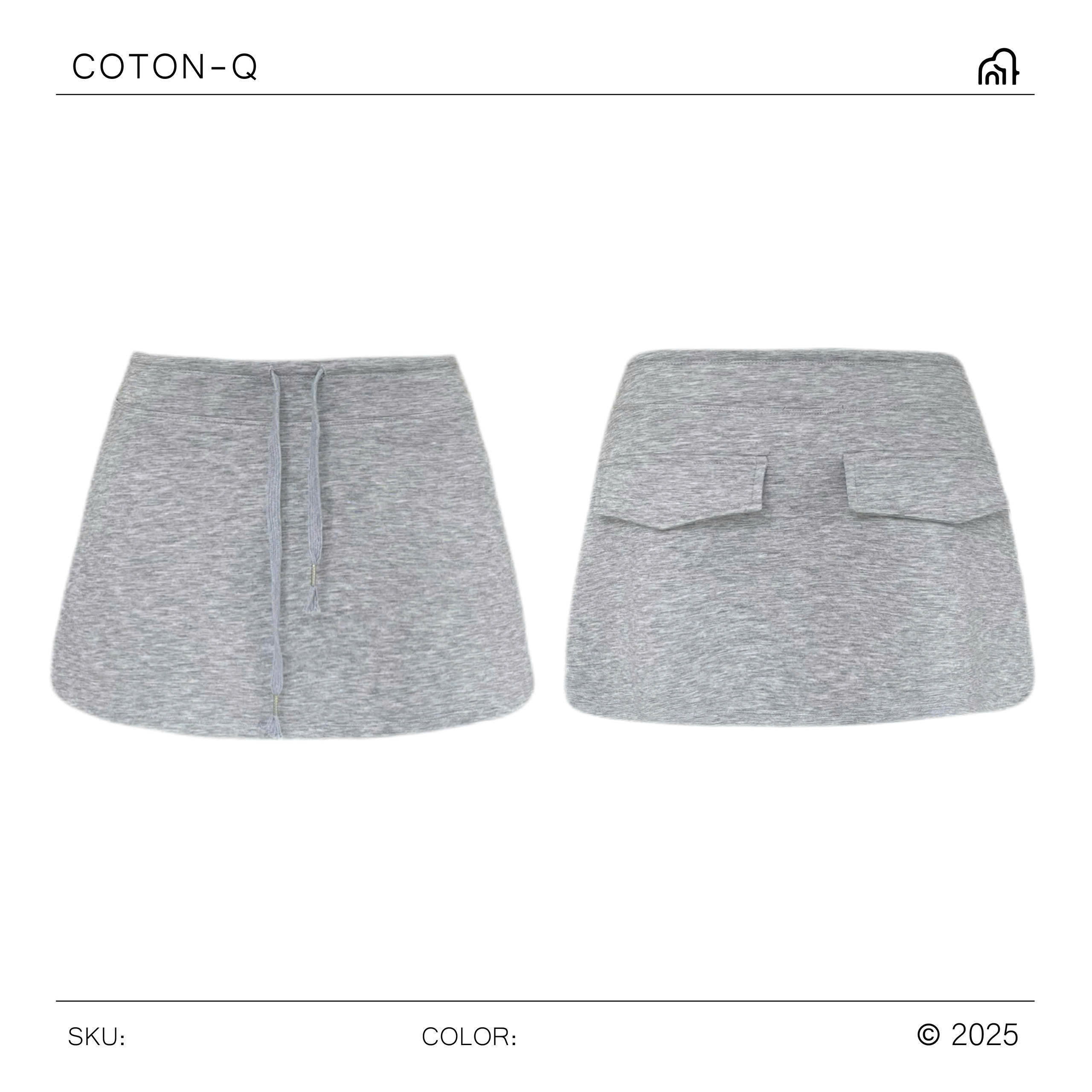 HS61 Chân váy thun umi phối túi ( XÁM )