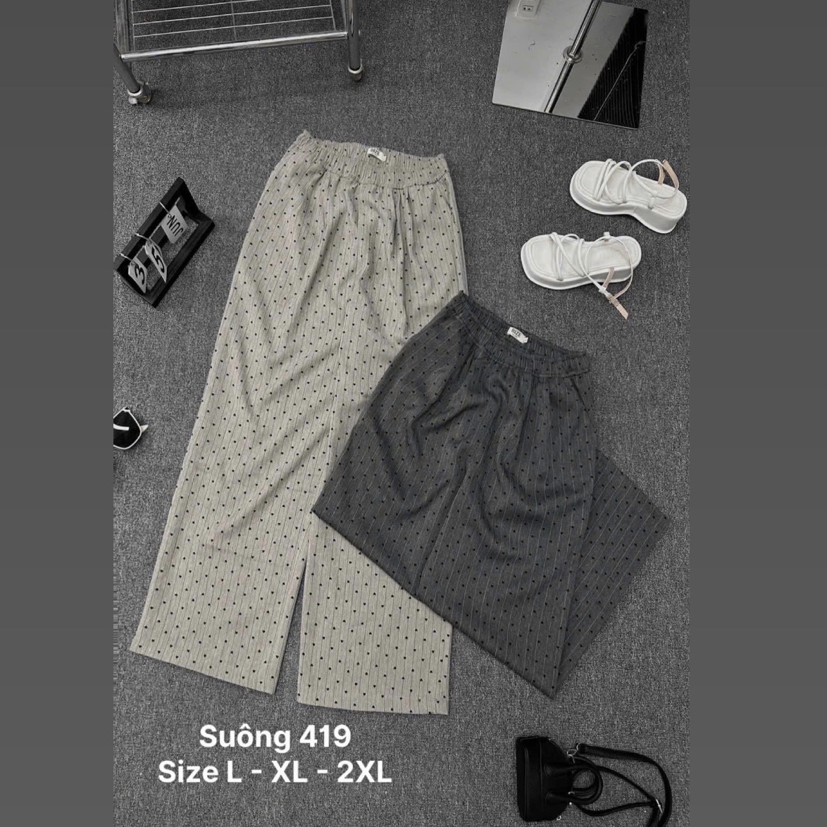 Quần suông sọc xương cá lưng thun bigsize QD419 dành cho nàng béo mập từ 55-90kg_thumbnail_2