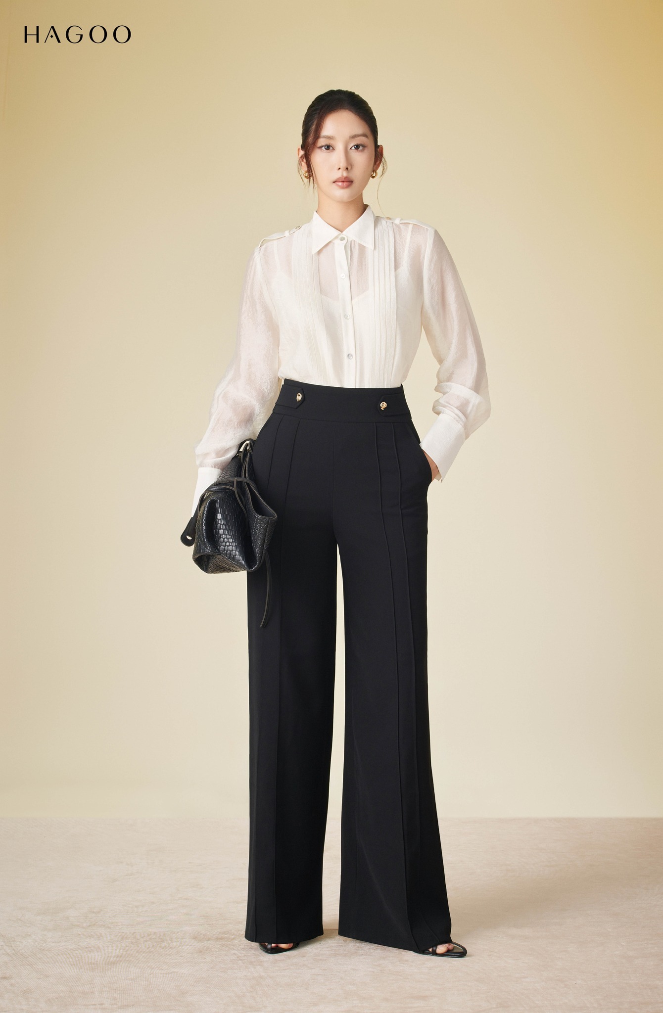 Quần âu suông cạp trang trí HAGOO