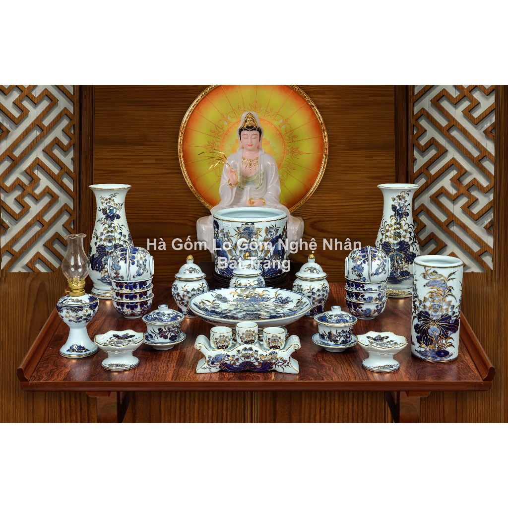 1m -1m4 Đồ Thờ Cúng Men Lam Vẽ Kỹ Ban - Lò Gốm Nghệ Nhân Chế Tác Bát Tràng Cao Cấp_thumbnail_8