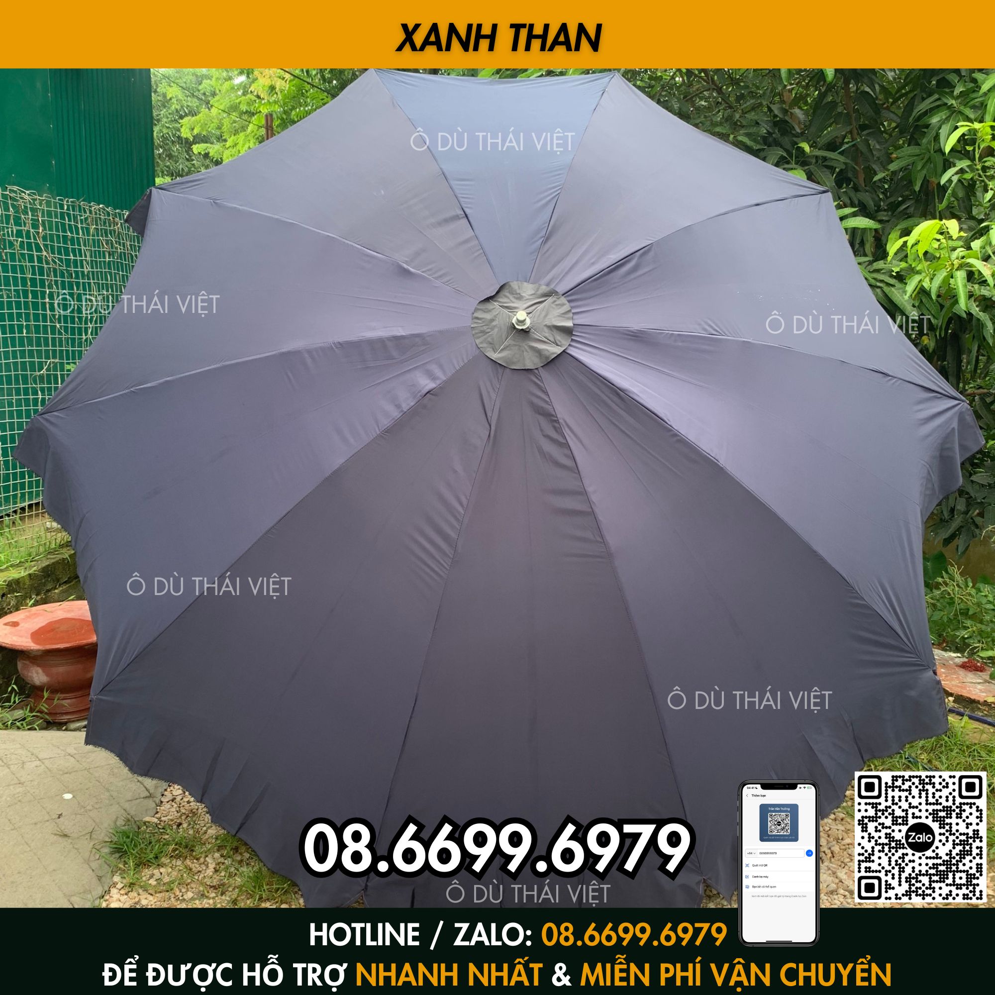 Ô dù chính tâm tròn 3m 10 nan vải dù cao cấp, ô dù che nắng mưa ngoài trời (chưa kèm chân đế) Ô DÙ THÁI VIỆT_thumbnail_9