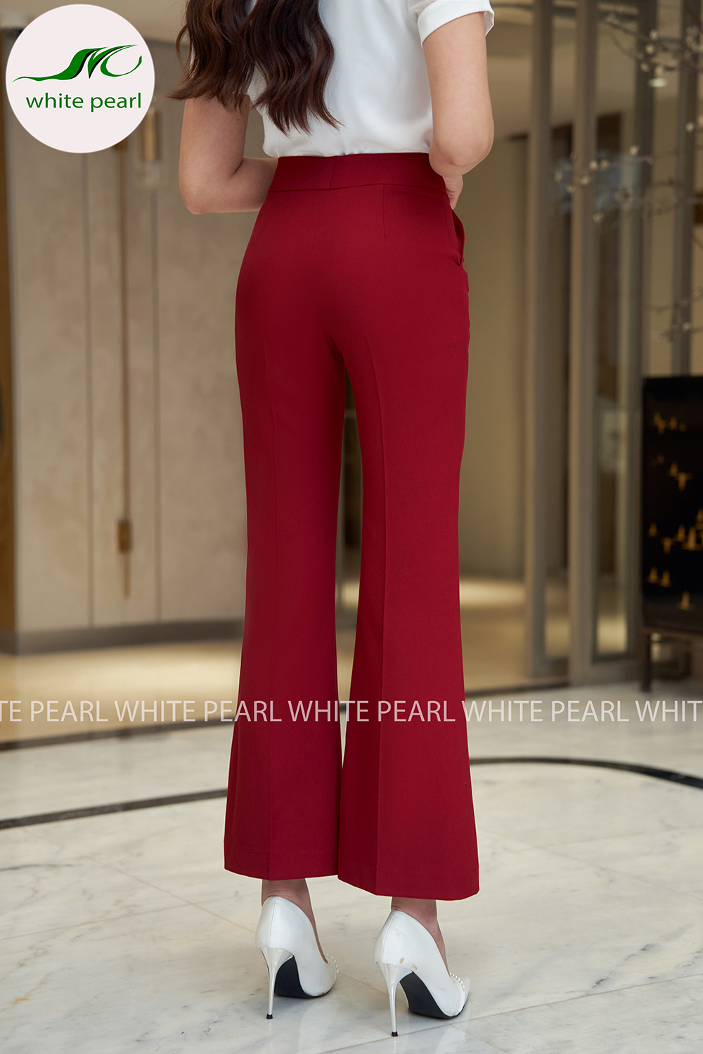 Quần âu nữ ống vảy vạt xéo xẻ trước đai chéo 3 cúc thời trang nữ White Pearl_thumbnail_2