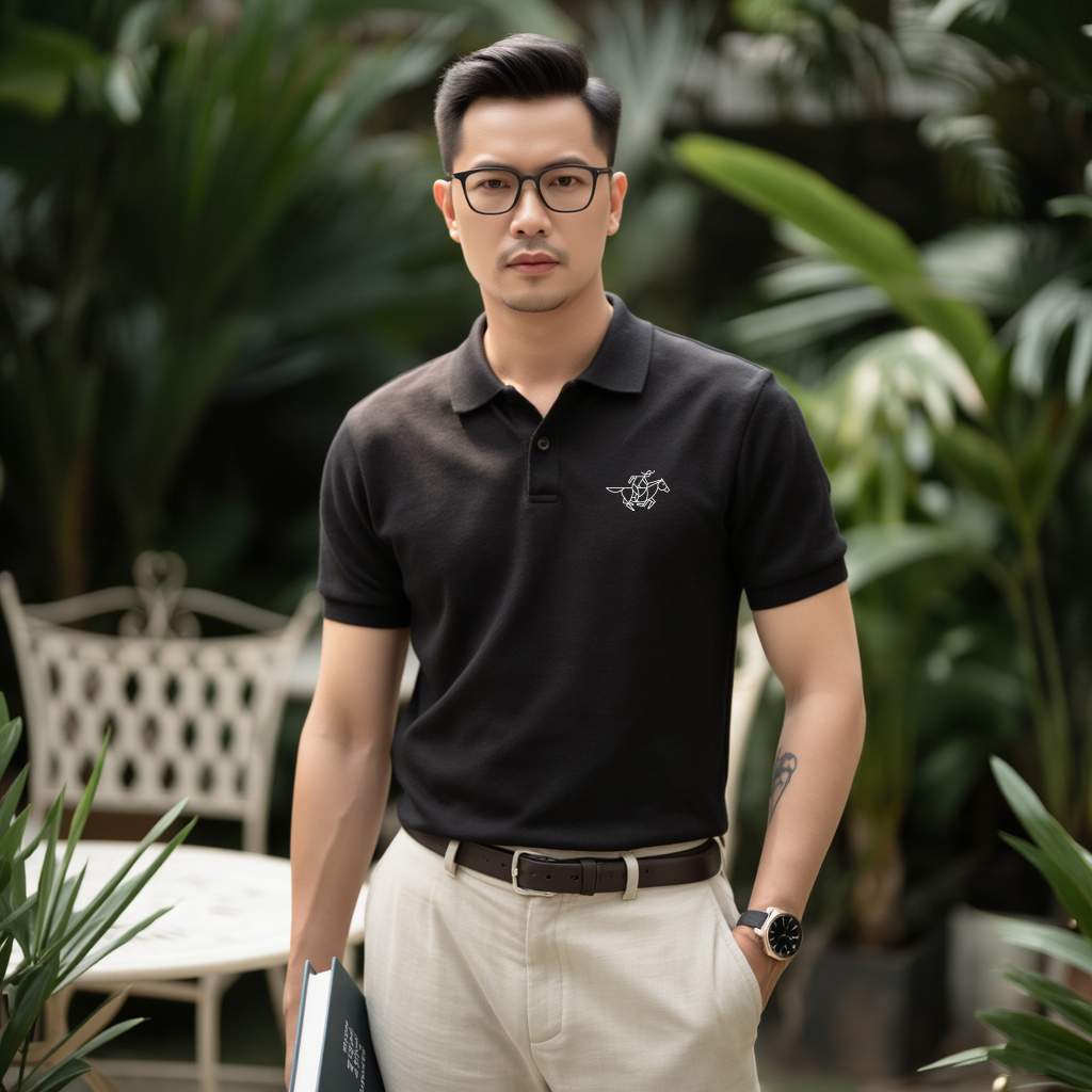 Áo polo nam form vừa PLCSD2431 Miucho Iconic vải polyester đứng form chống nhăn in artwork_thumbnail_3