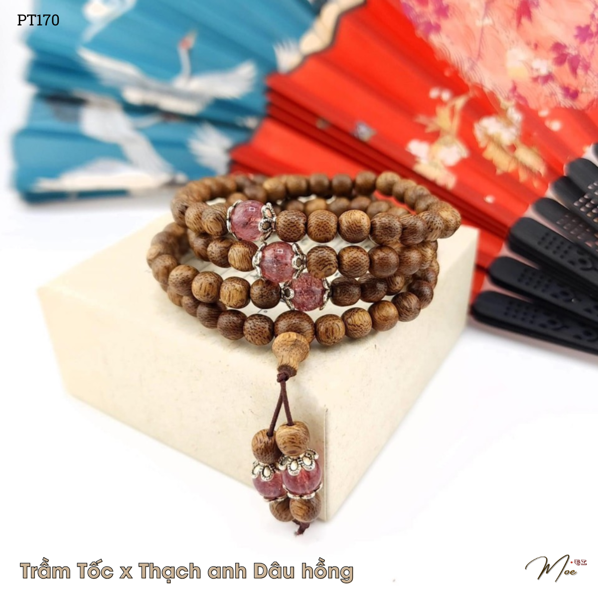 PT170 - Chuỗi vòng trầm tốc 108 hạt mix 5 đá phong thủy tự nhiên_thumbnail_6