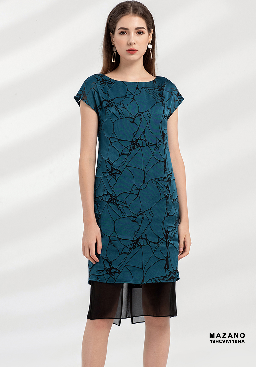 Đầm xanh viền phối cách điệu_thumbnail_0