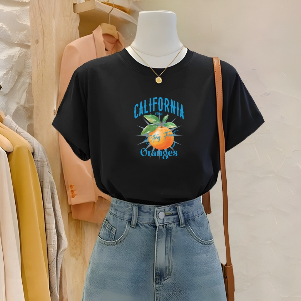 [Form Vừa] Áo phông nữ LOZA màu đen BST Hoa quả summer 2025 chất liệu thun cotton 4 chiều mát mẻ - Mã G0407_thumbnail_5