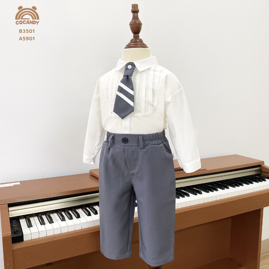 Bộ vest dài GHI ĐẬM 4 cúc phối dây cài_thumbnail_2