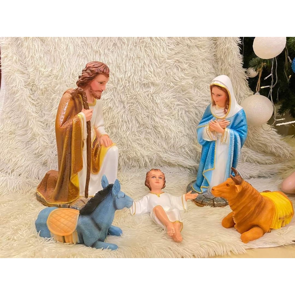Bộ tượng Noel Giáng Sinh 40cm (5 tượng) Composite TGS017 Quà tặng Công Giáo, trang trí Noel_thumbnail_0