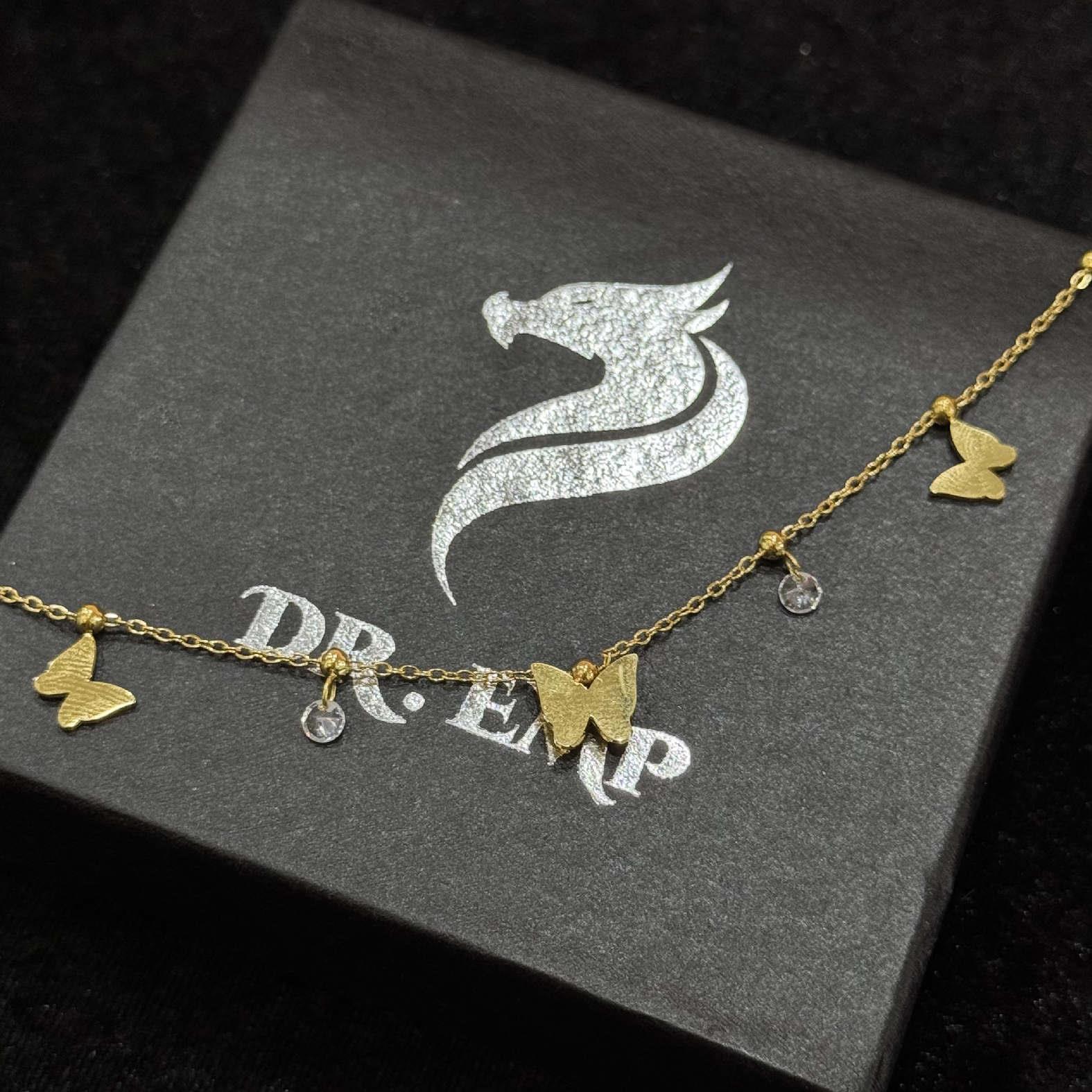 lắc chân titan sợi vàng mảnh rơi bướm dẹp mix kim cương 