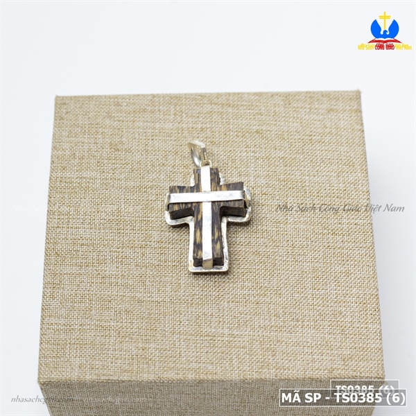 Mặt dây chuyền Thánh giá gỗ trầm hương bọc bạc ta TRAM12 (3x2.5cm)_thumbnail_2