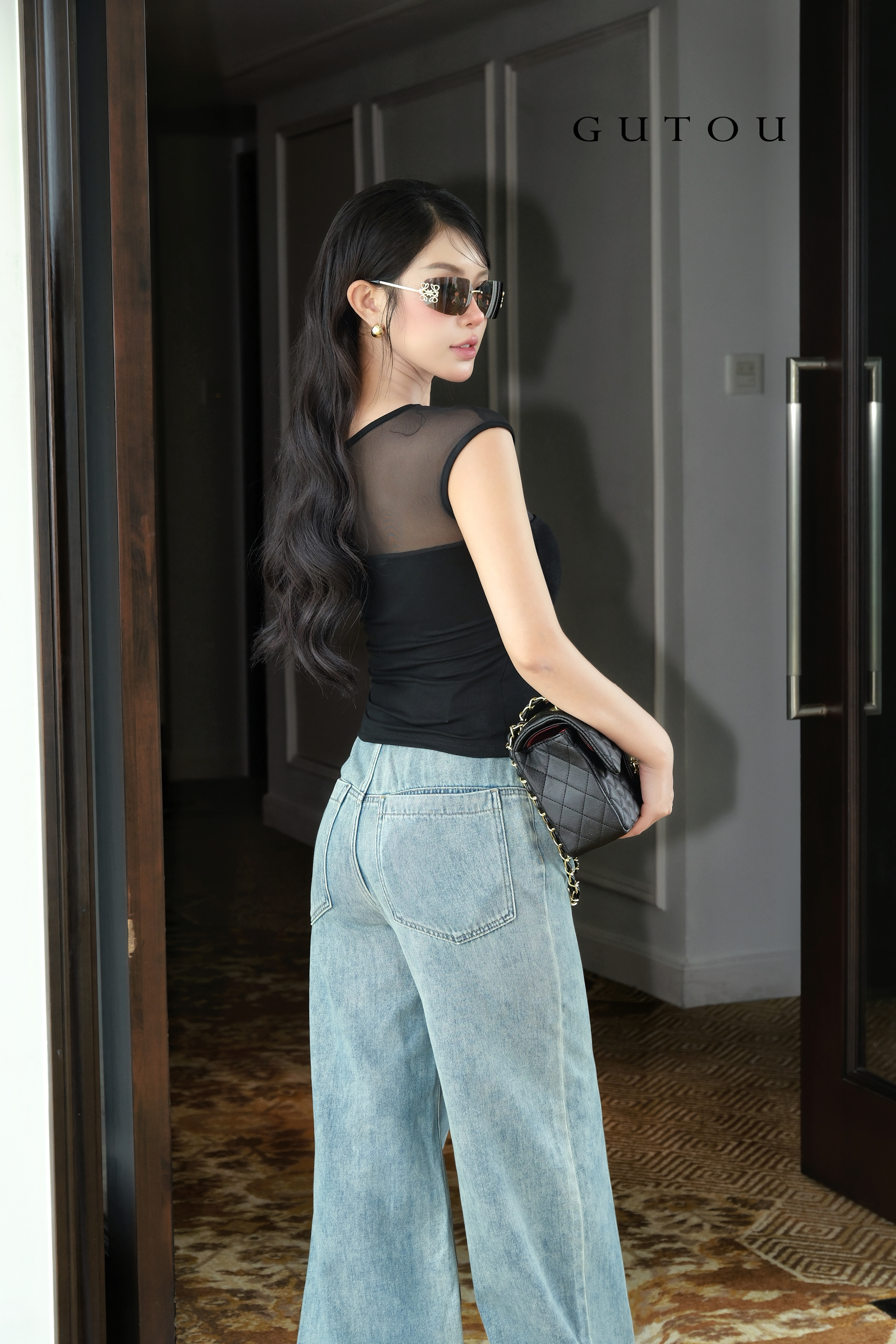 [ GUTOU ] Quần Jean Suông Basic Lai Xẻ_thumbnail_4